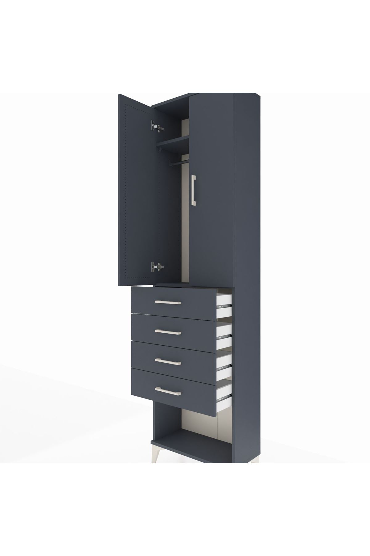 Arges Dolap 2 Raflı 4 Çekmeceli Tek Askılı 60x30x221 - S29M160V5A