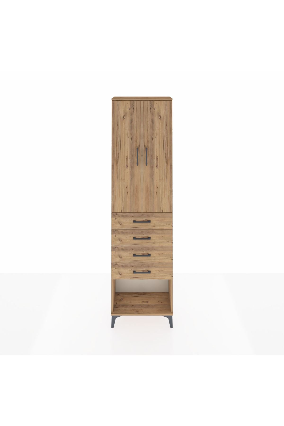 Arges Dolap 2 Raflı 4 Çekmeceli Tek Askılı 60x30x221 - S29M160V9A