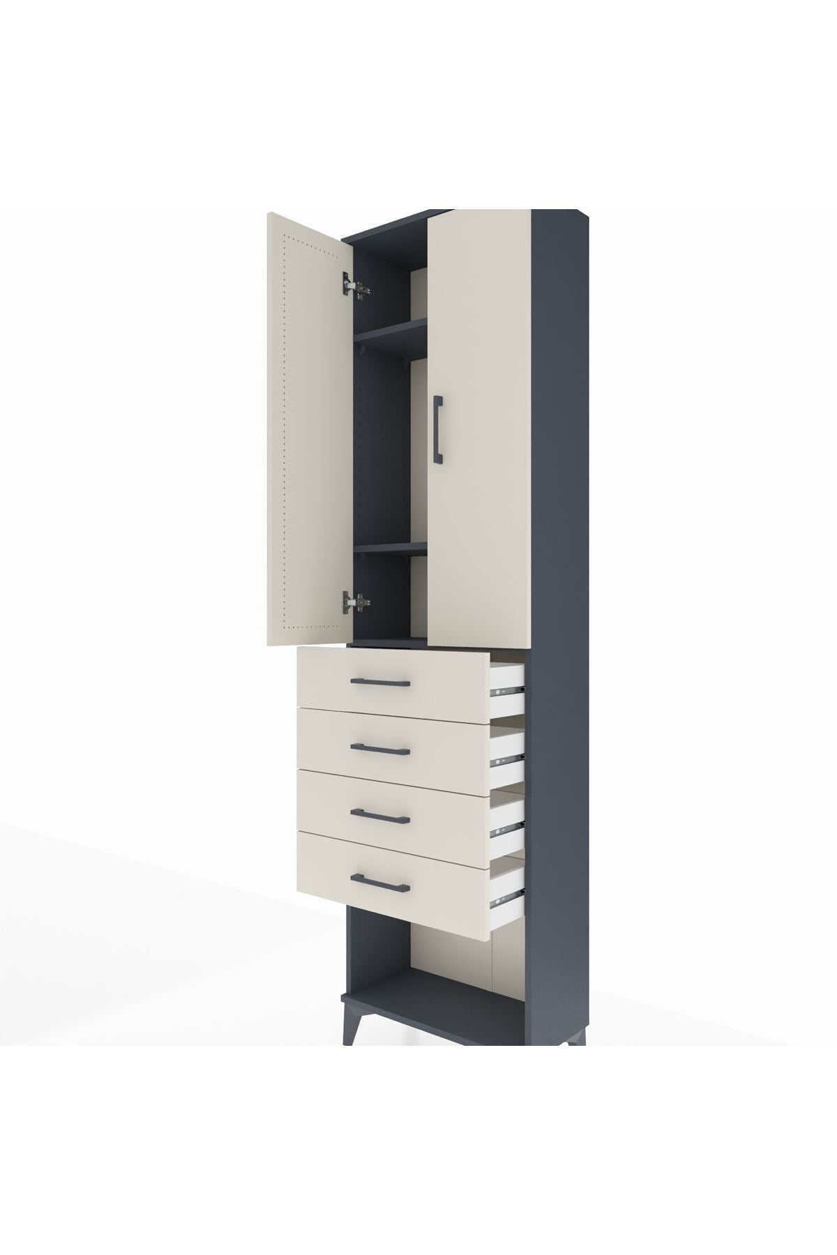 Arges Dolap 3 Raflı 4 Çekmeceli 2 Kapaklı 60x30x221 - S29M161V4A