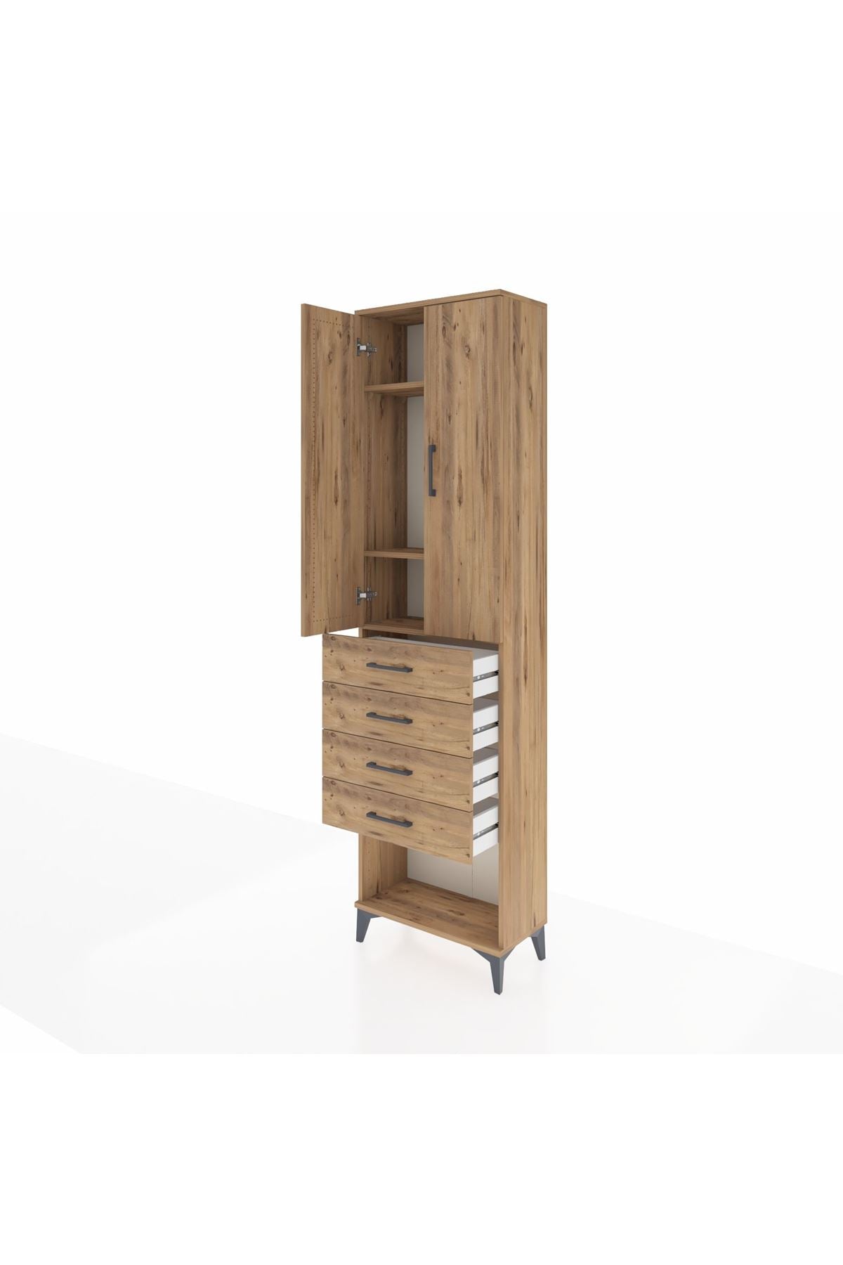Arges Dolap 3 Raflı 4 Çekmeceli 2 Kapaklı 60x30x221 - S29M161V9A