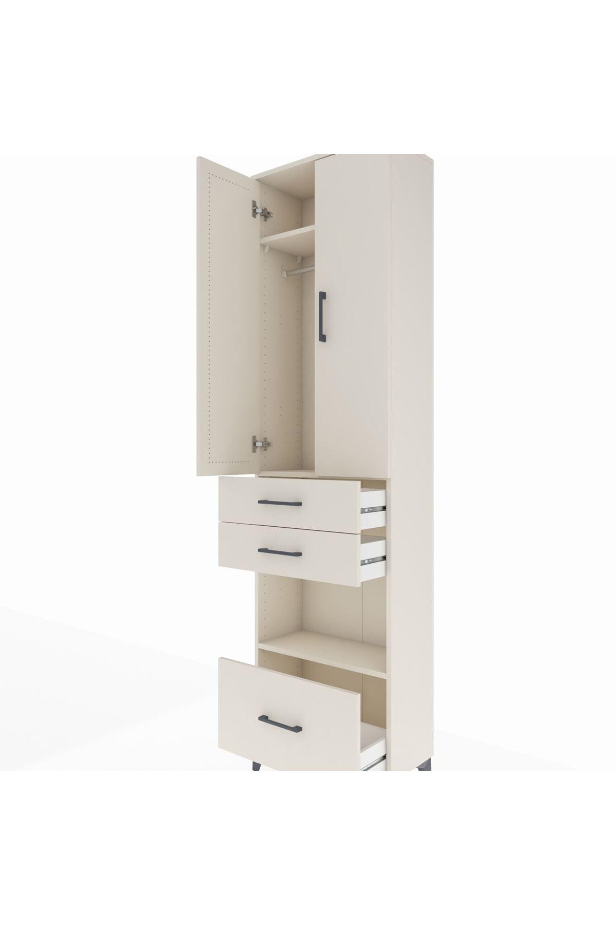 Arges Dolap 3 Raflı 3 Çekmeceli Tek Askılı 60x30x221 - S29M163V1A