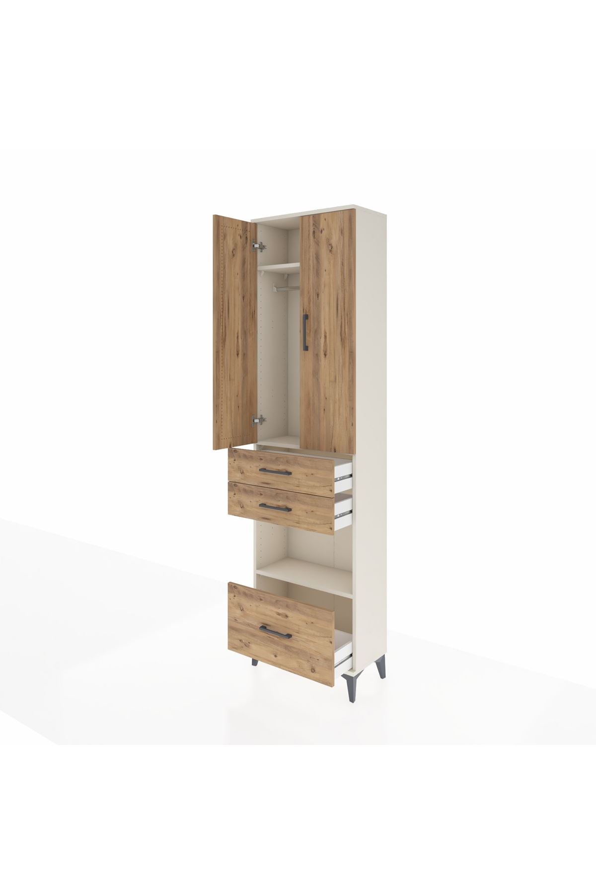 Arges Dolap 3 Raflı 3 Çekmeceli Tek Askılı 60x30x221 - S29M163V3A