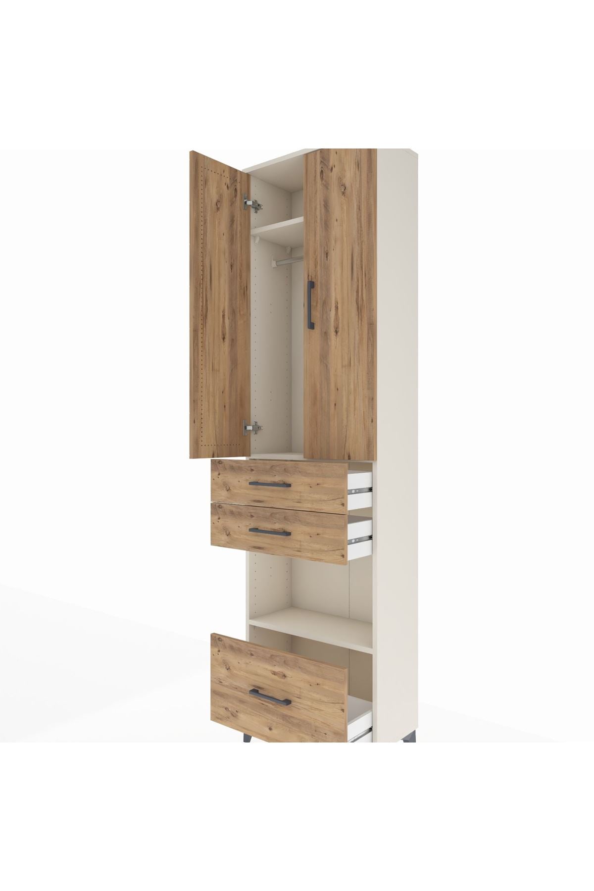 Arges Dolap 3 Raflı 3 Çekmeceli Tek Askılı 60x30x221 - S29M163V3A