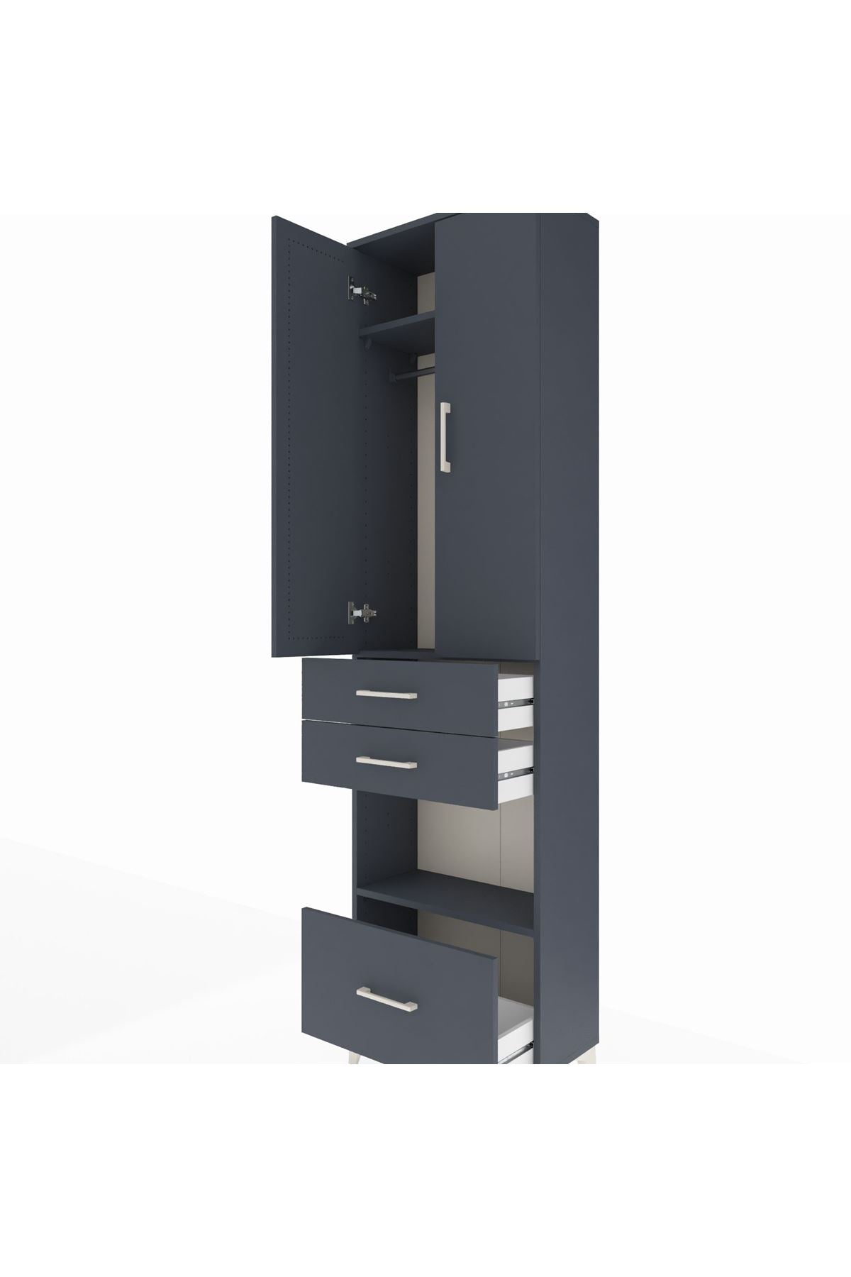Arges Dolap 3 Raflı 3 Çekmeceli Tek Askılı 60x30x221 - S29M163V5A