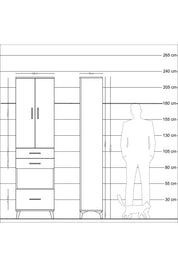 Arges Dolap 3 Raflı 3 Çekmeceli Tek Askılı 60x30x221 - S29M163V5A
