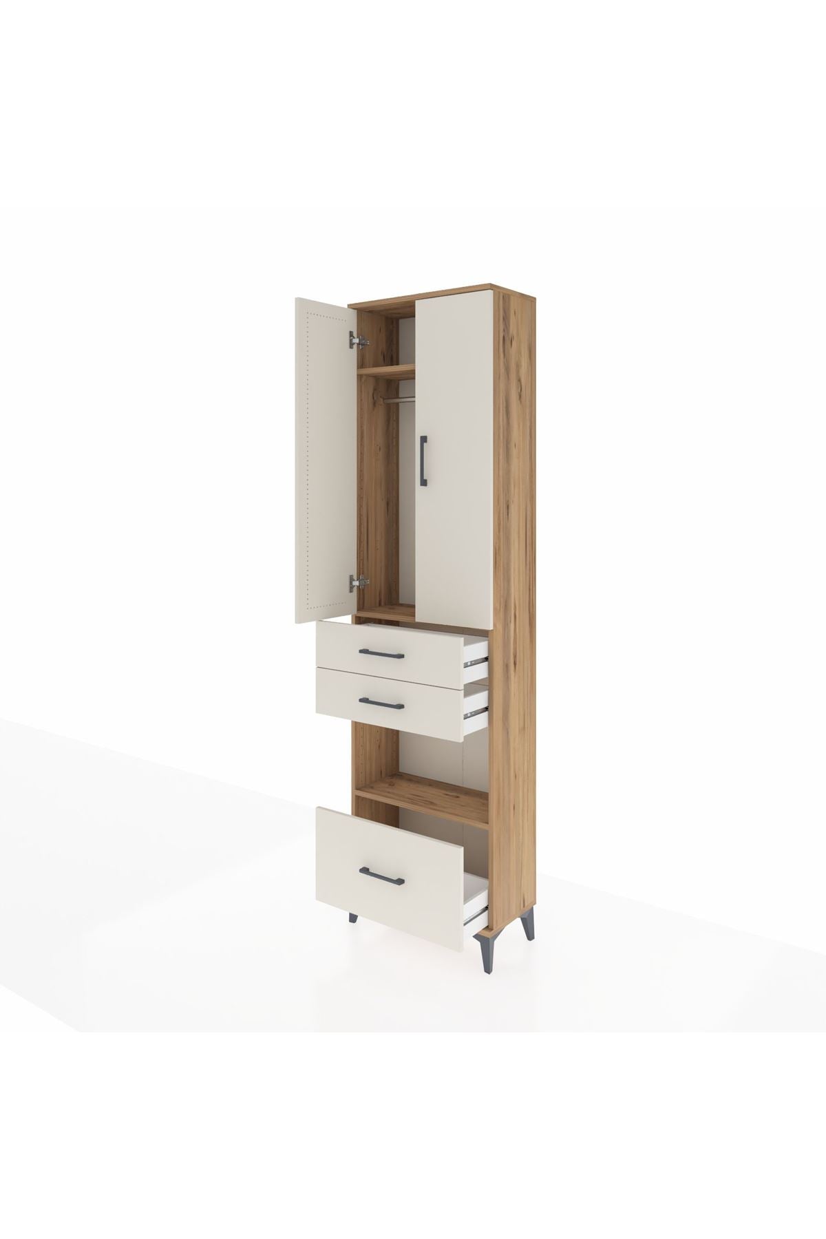 Arges Dolap 3 Raflı 3 Çekmeceli Tek Askılı 60x30x221 - S29M163V7A