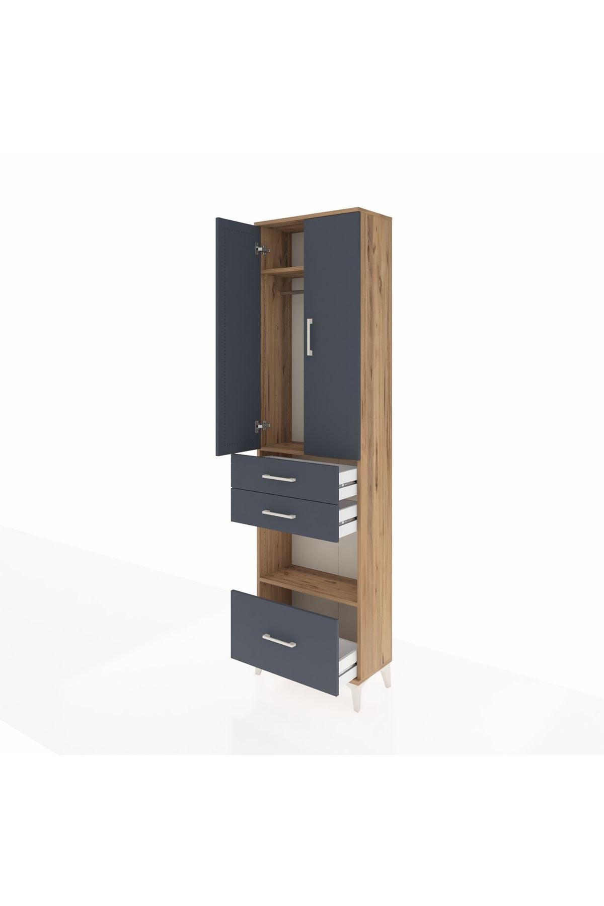 Arges Dolap 3 Raflı 3 Çekmeceli Tek Askılı 60x30x221 - S29M163V8A