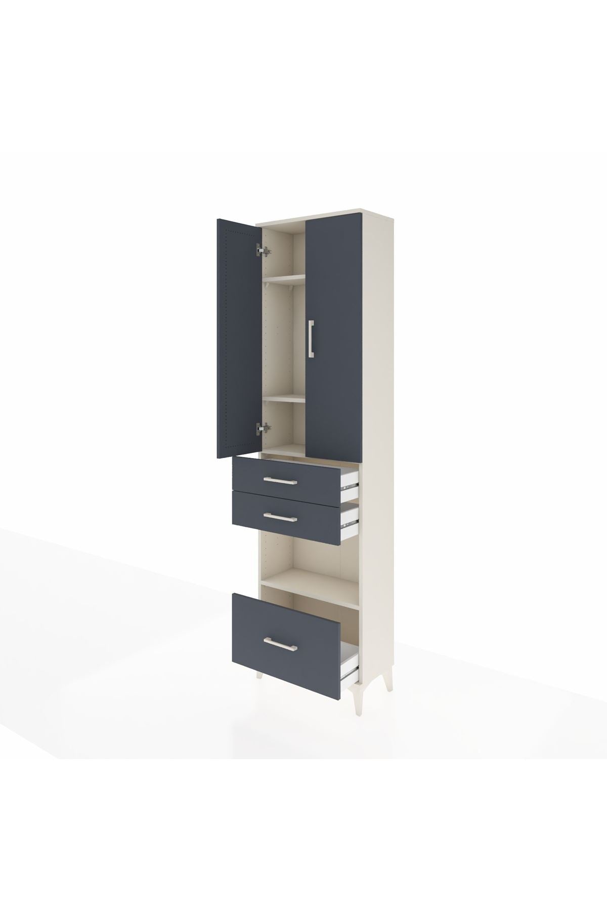 Arges Dolap 4 Raflı 3 Çekmeceli 2 Kapaklı 60x30x221 - S29M164V2A
