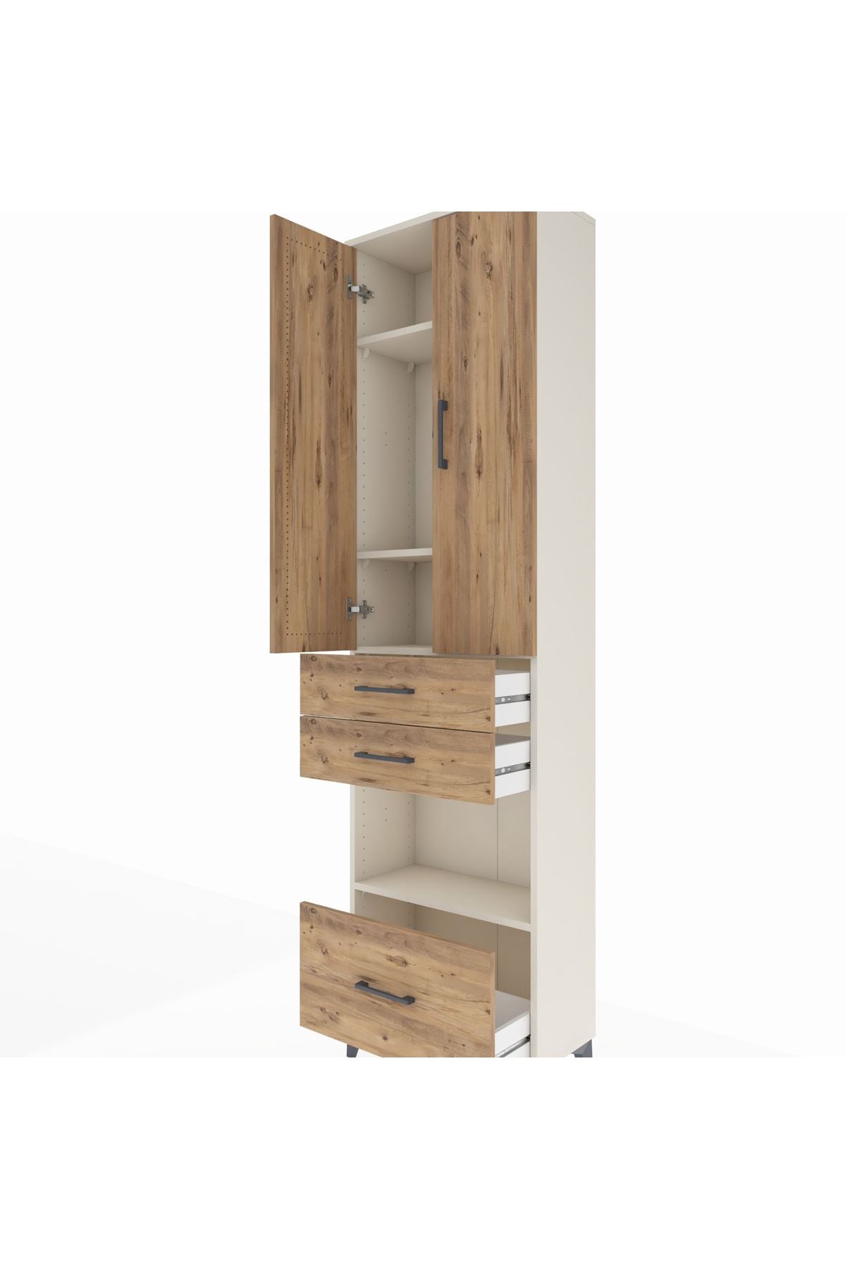 Arges Dolap 4 Raflı 3 Çekmeceli 2 Kapaklı 60x30x221 - S29M164V3A