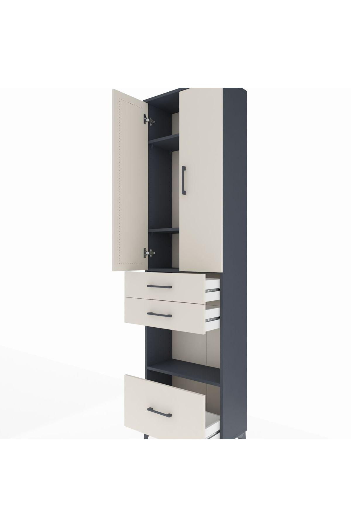 Arges Dolap 4 Raflı 3 Çekmeceli 2 Kapaklı 60x30x221 - S29M164V4A