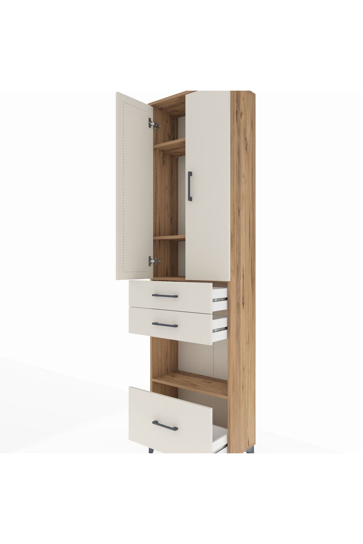 Arges Dolap 4 Raflı 3 Çekmeceli 2 Kapaklı 60x30x221 - S29M164V7A
