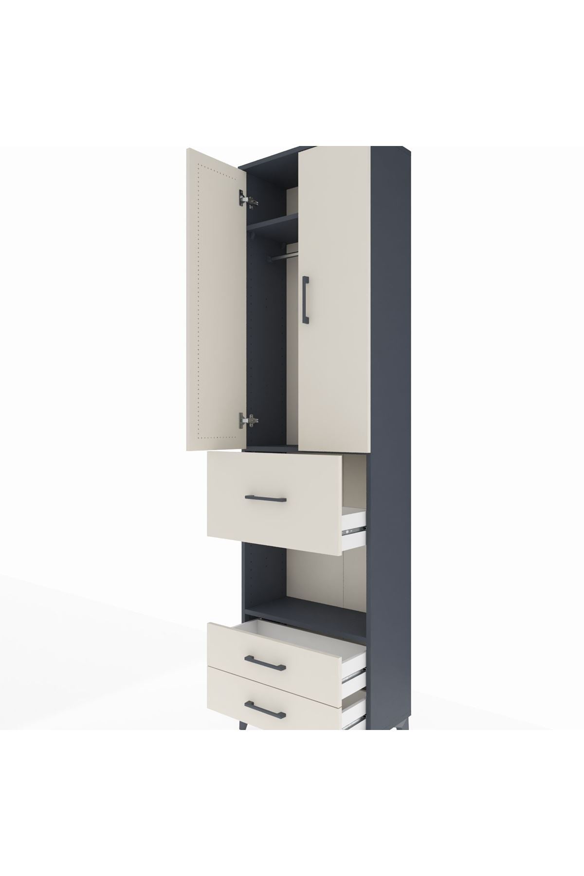 Arges Dolap 3 Raflı 3 Çekmeceli Tek Askılı 60x30x221 - S29M166V4A