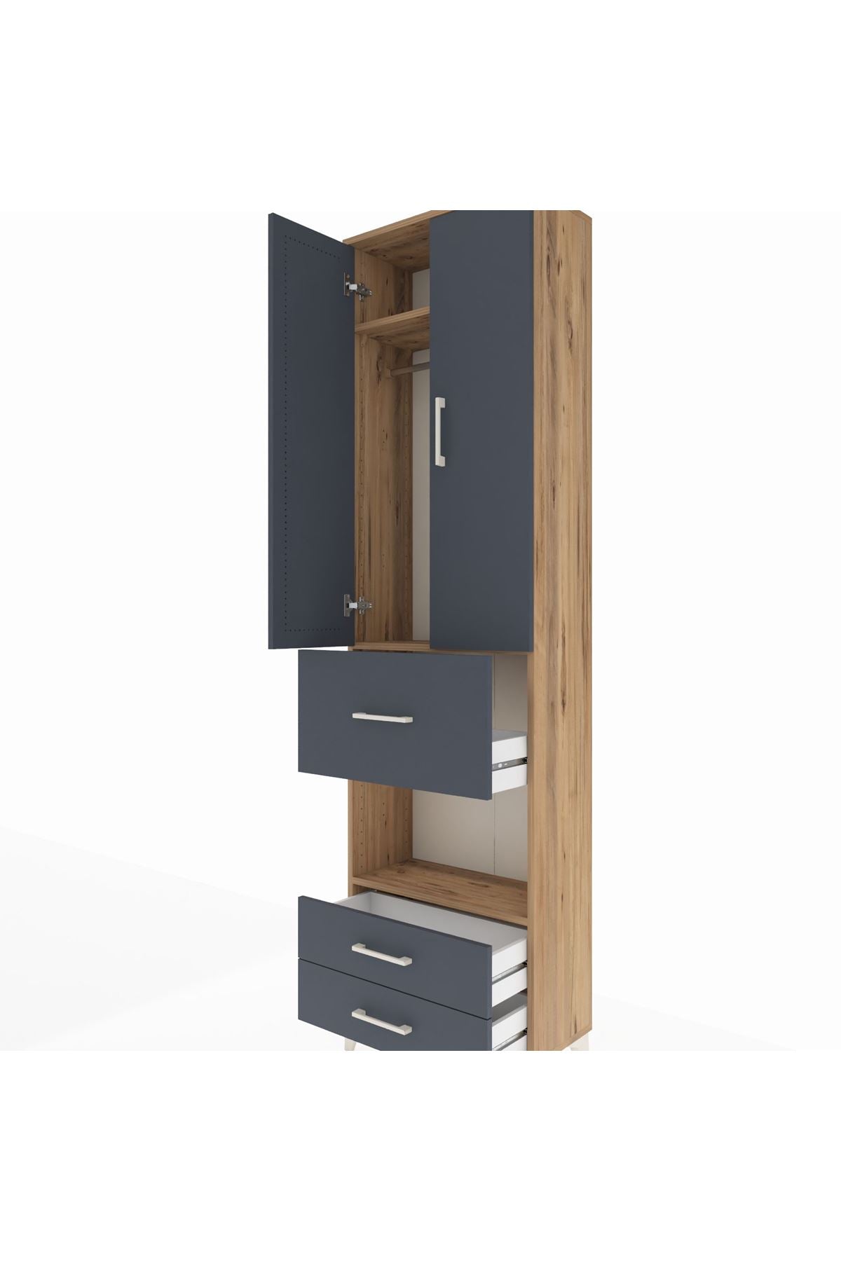 Arges Dolap 3 Raflı 3 Çekmeceli Tek Askılı 60x30x221 - S29M166V8A
