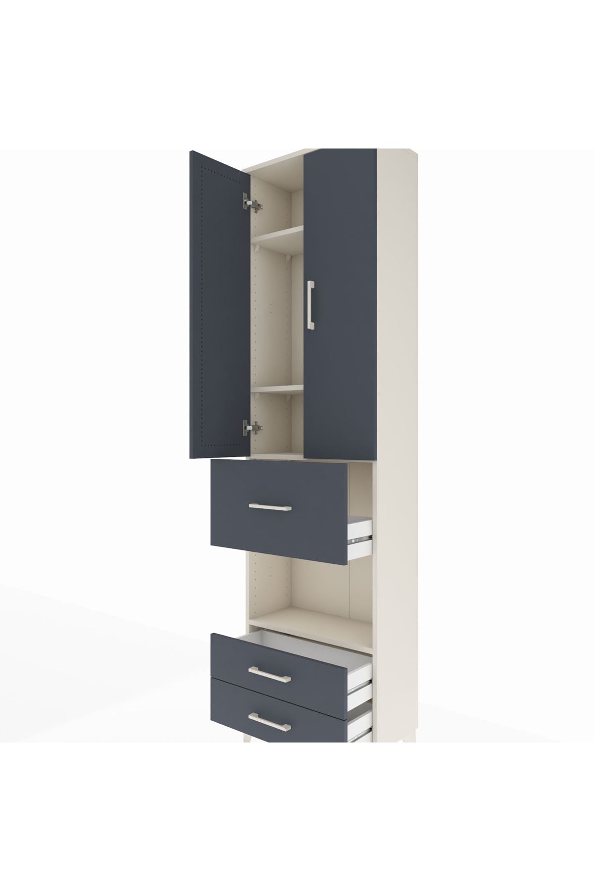 Arges Dolap 4 Raflı 3 Çekmeceli 2 Kapaklı 60x30x221 - S29M167V2A