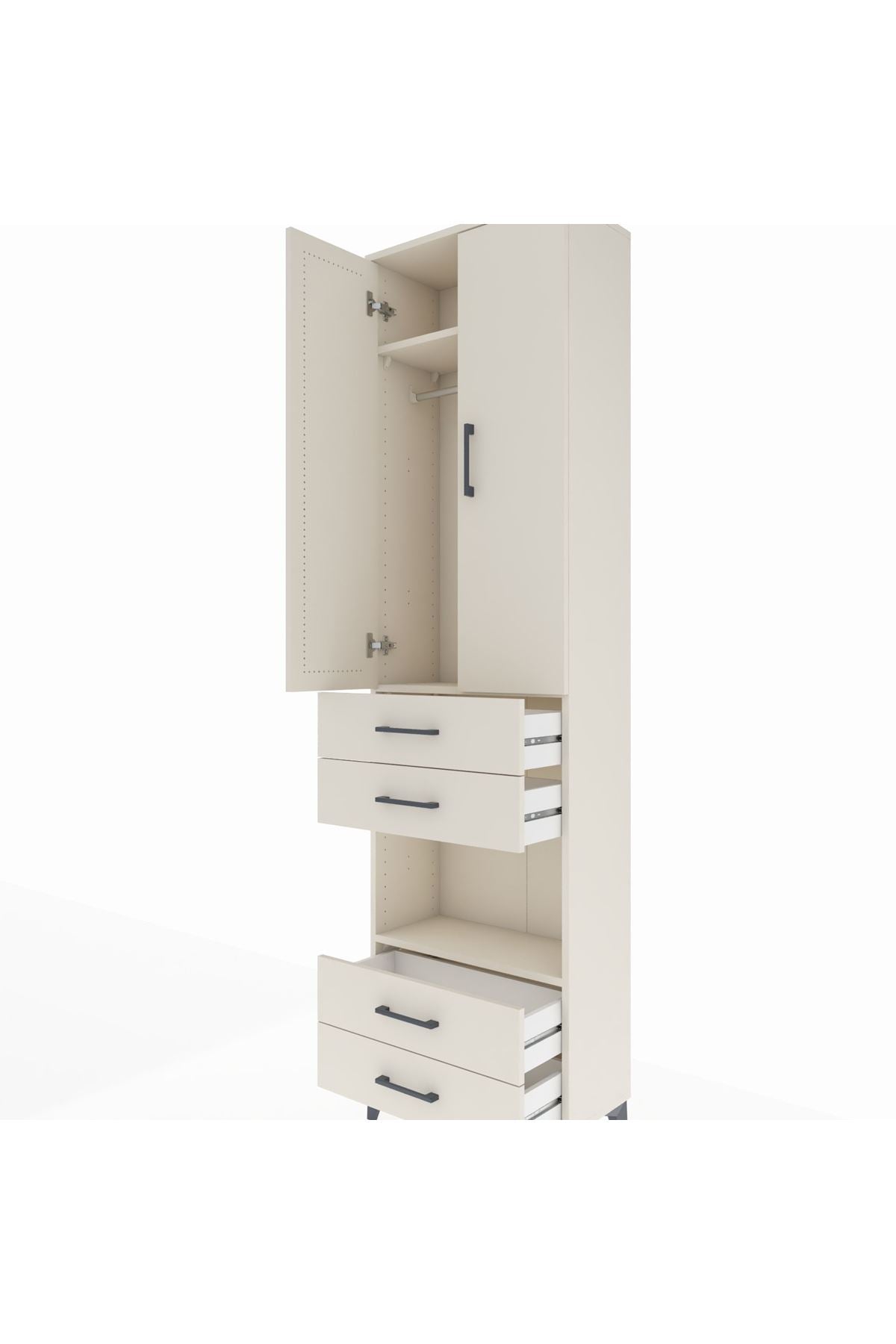 Arges Dolap 3 Raflı 4 Çekmeceli Tek Askılı 60x30x221 - S29M169V1A