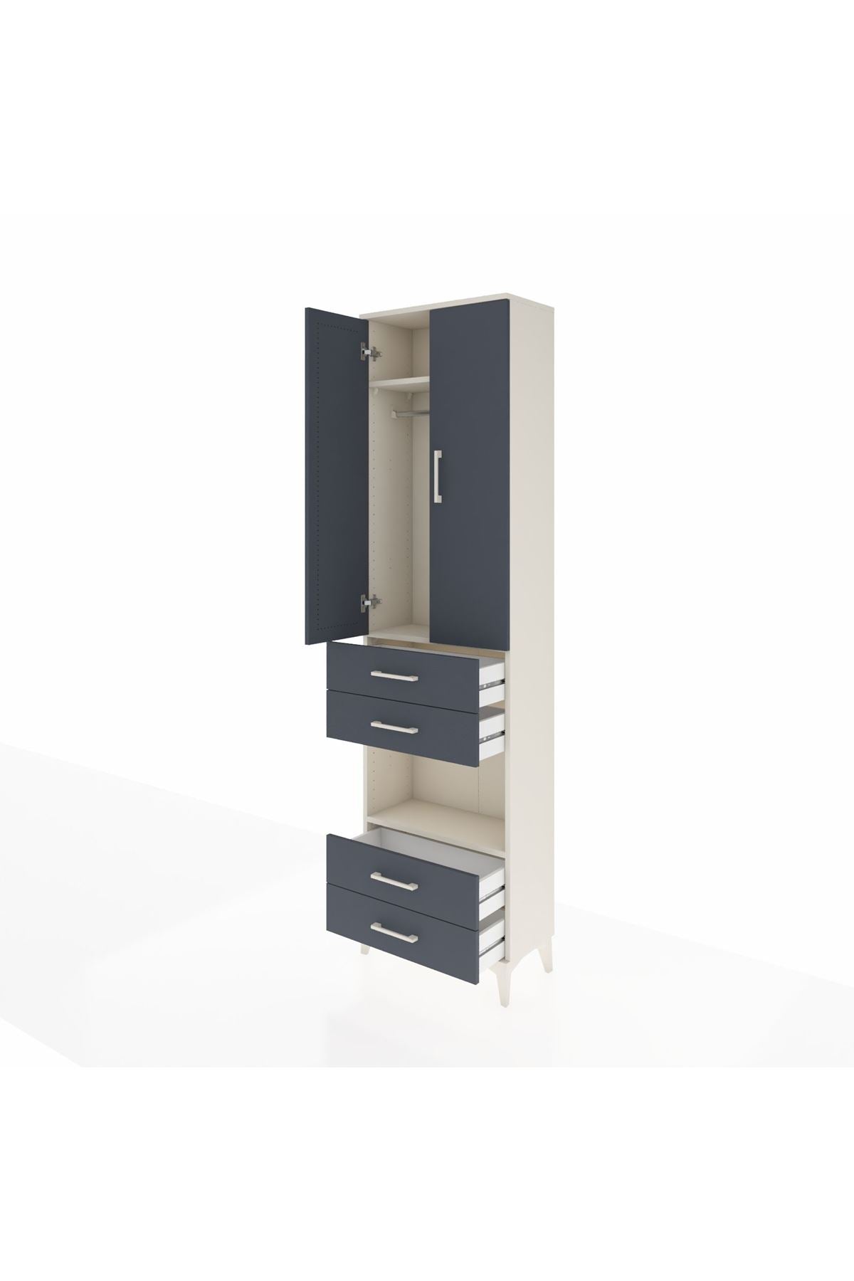 Arges Dolap 3 Raflı 4 Çekmeceli Tek Askılı 60x30x221 - S29M169V2A