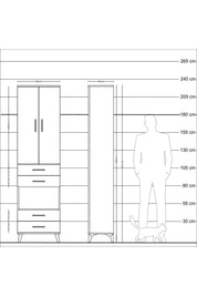 Arges Dolap 3 Raflı 4 Çekmeceli Tek Askılı 60x30x221 - S29M169V2A