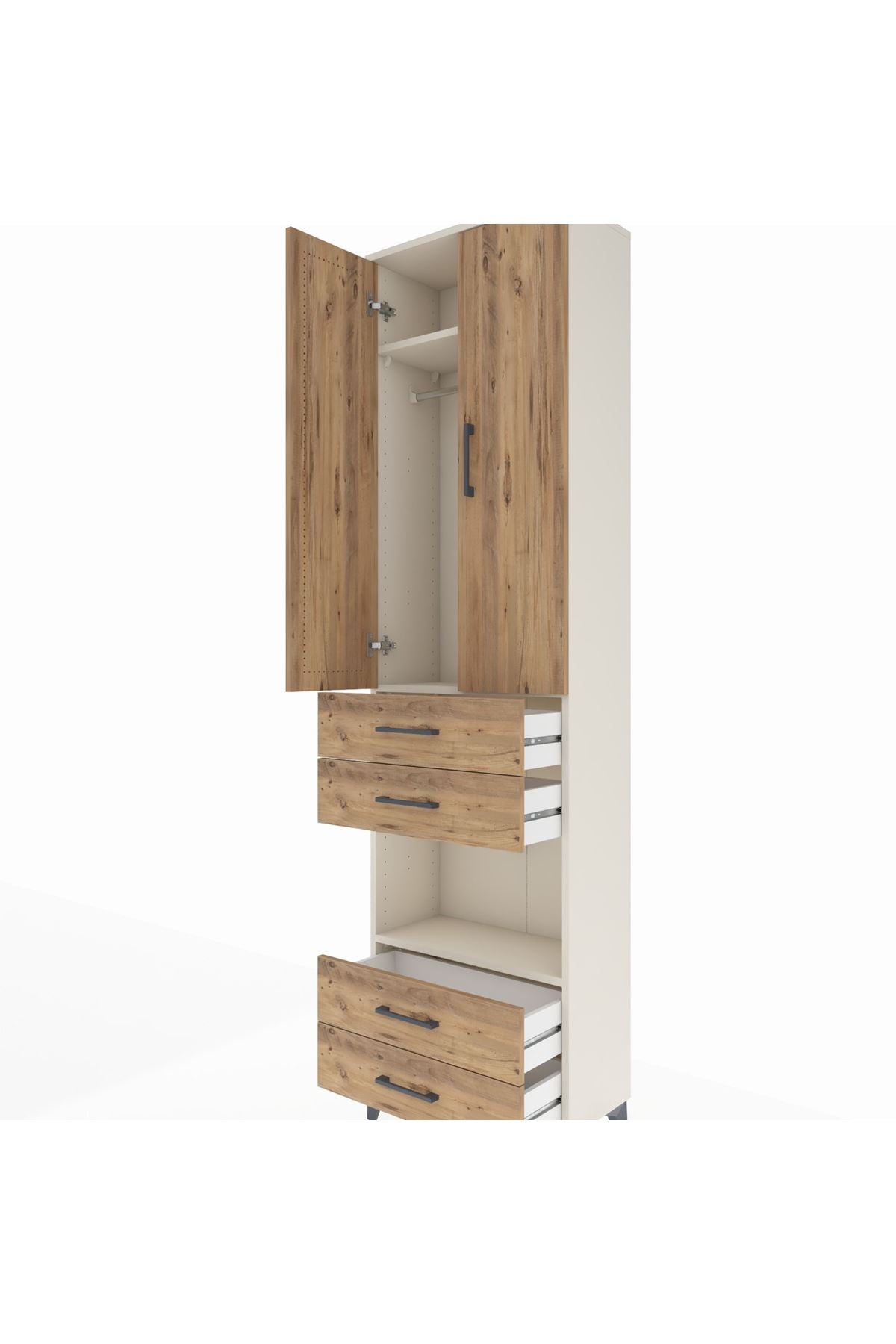 Arges Dolap 3 Raflı 4 Çekmeceli Tek Askılı 60x30x221 - S29M169V3A