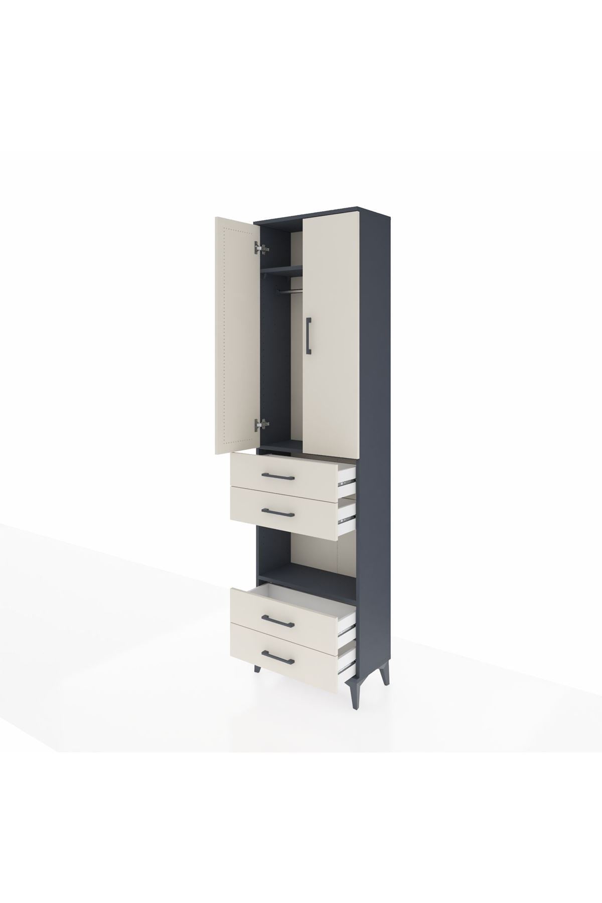 Arges Dolap 3 Raflı 4 Çekmeceli Tek Askılı 60x30x221 - S29M169V4A