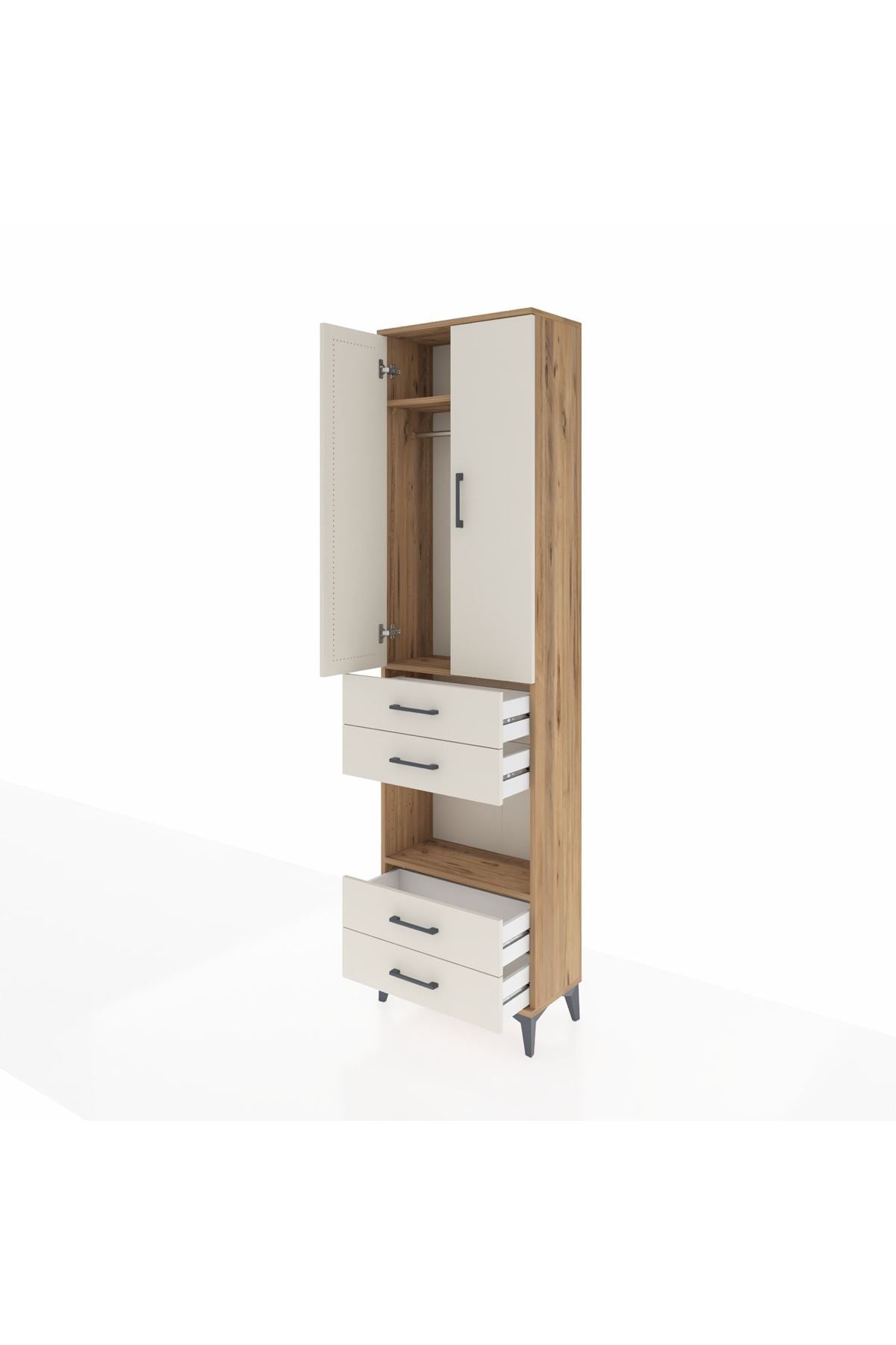 Arges Dolap 3 Raflı 4 Çekmeceli Tek Askılı 60x30x221 - S29M169V7A