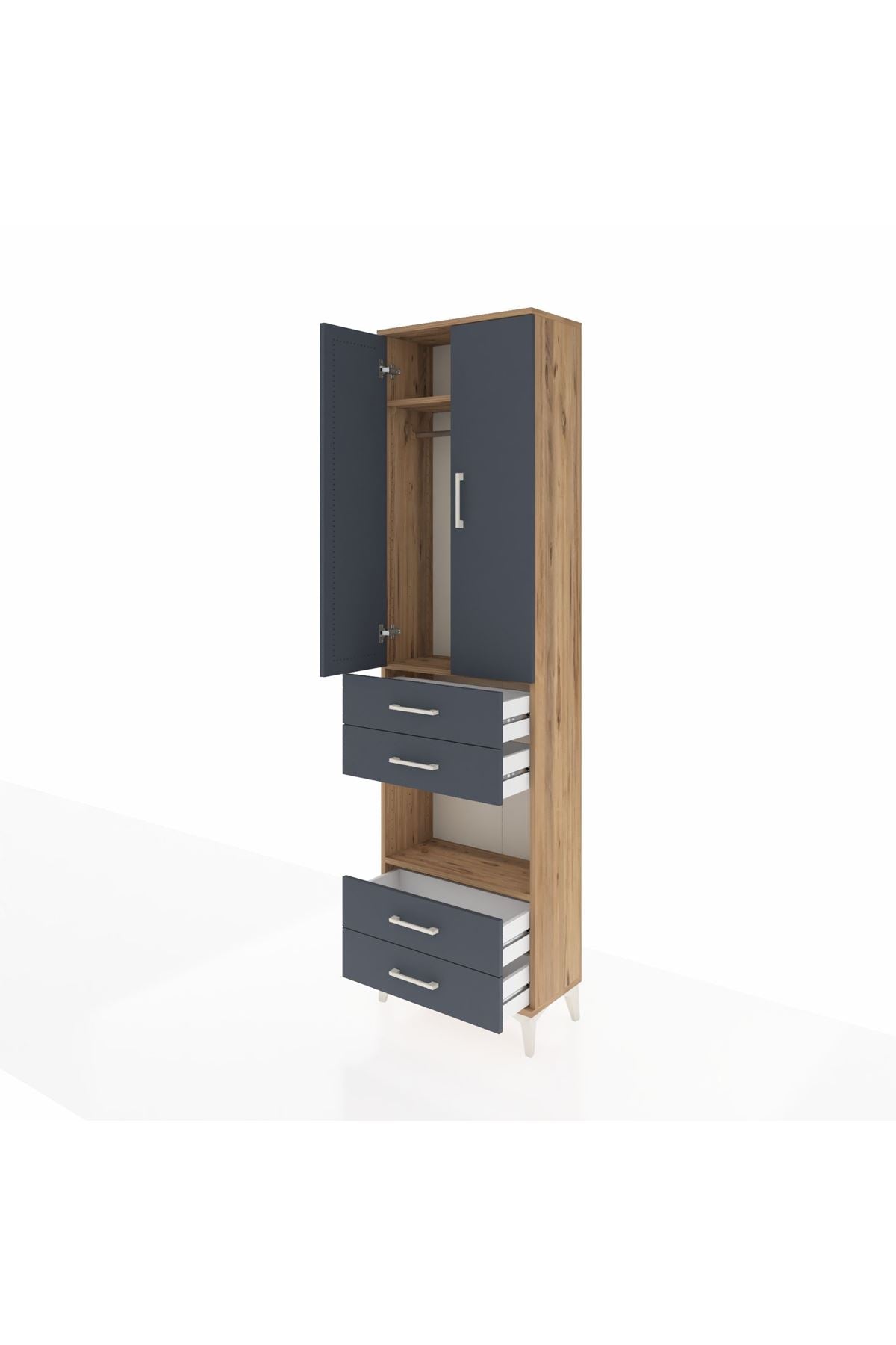 Arges Dolap 3 Raflı 4 Çekmeceli Tek Askılı 60x30x221 - S29M169V8A