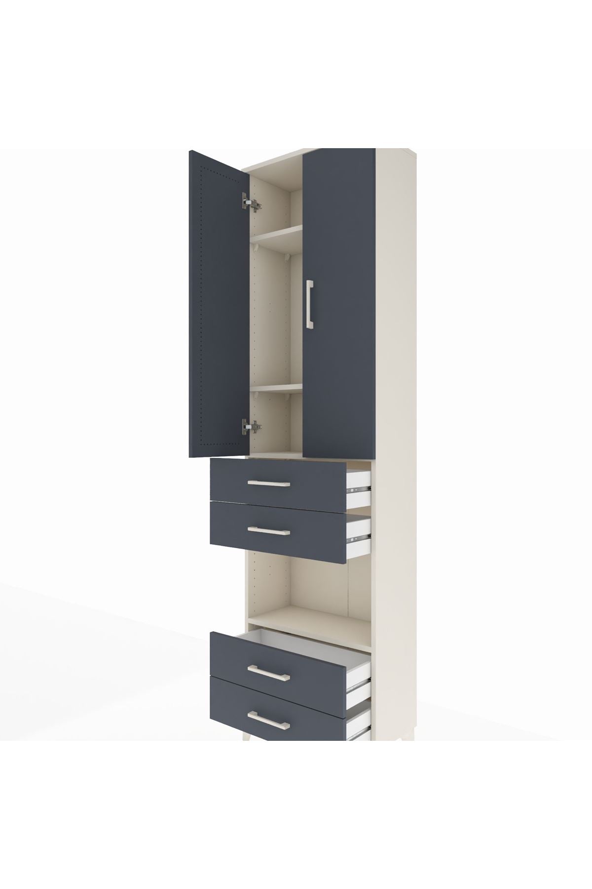 Arges Dolap 4 Raflı 4 Çekmeceli 2 Kapaklı 60x30x221 - S29M170V2A
