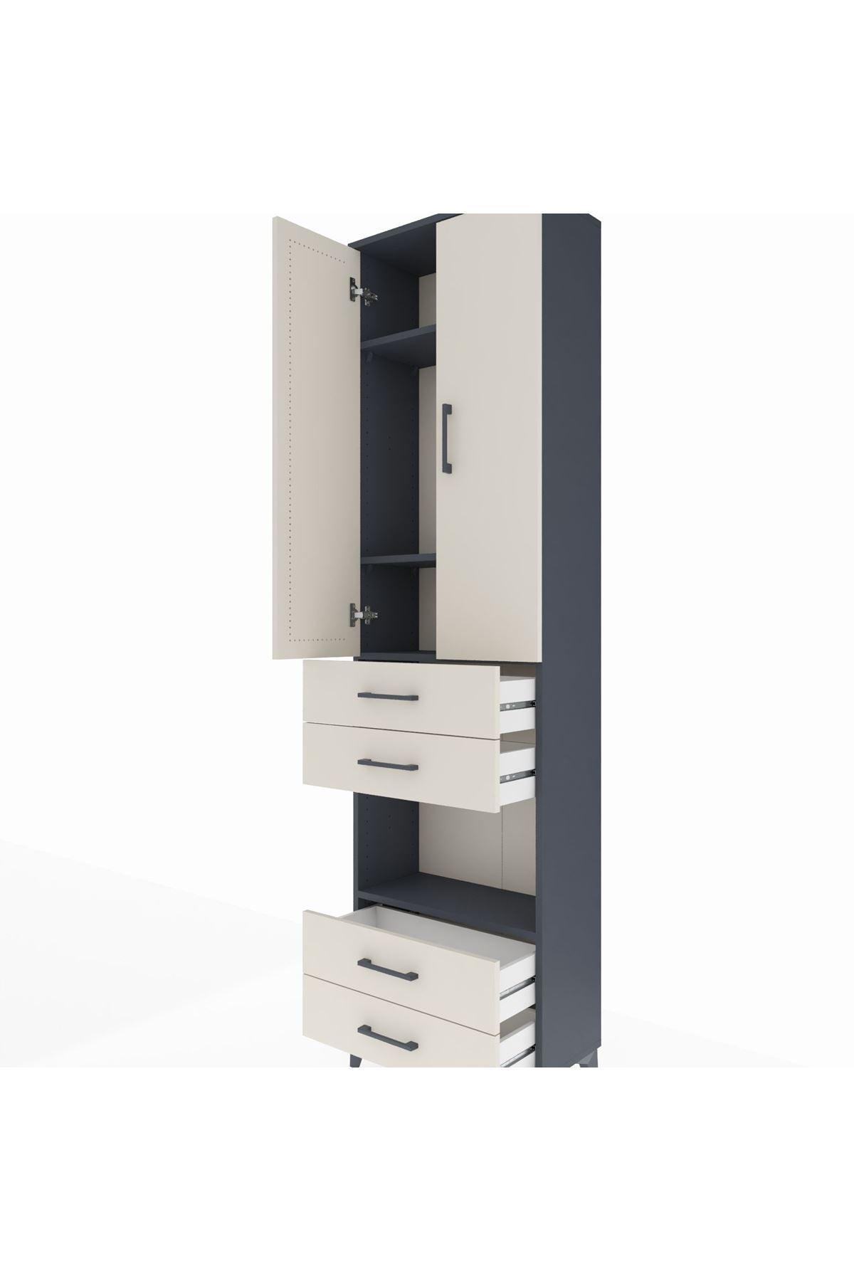 Arges Dolap 4 Raflı 4 Çekmeceli 2 Kapaklı 60x30x221 - S29M170V4A