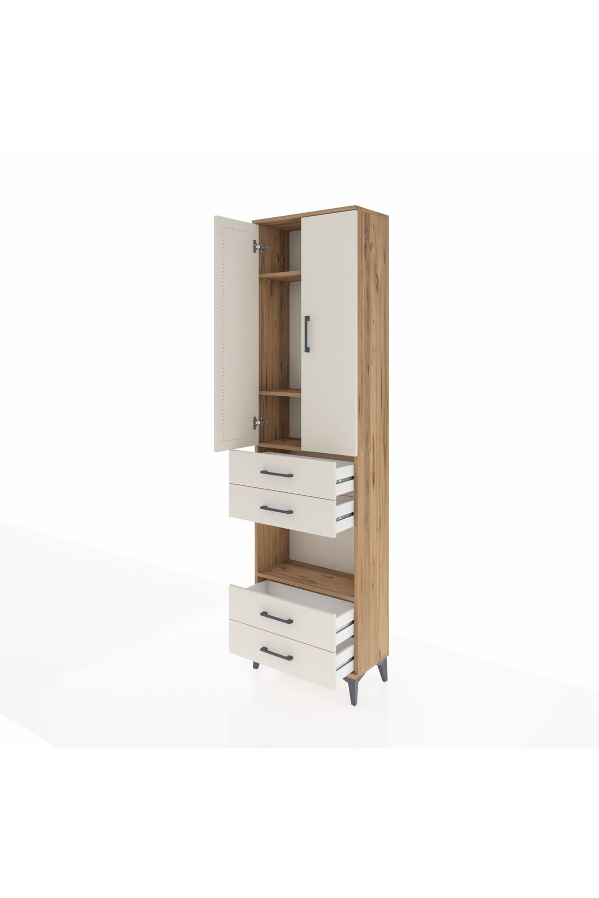 Arges Dolap 4 Raflı 4 Çekmeceli 2 Kapaklı 60x30x221 - S29M170V7A