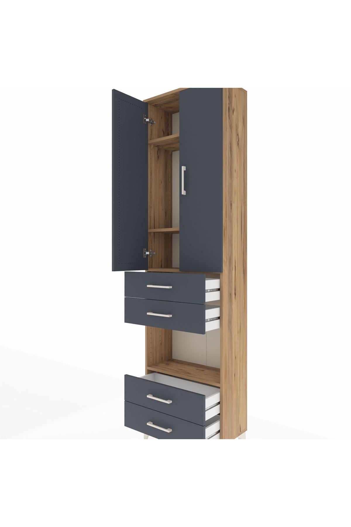 Arges Dolap 4 Raflı 4 Çekmeceli 2 Kapaklı 60x30x221 - S29M170V8A