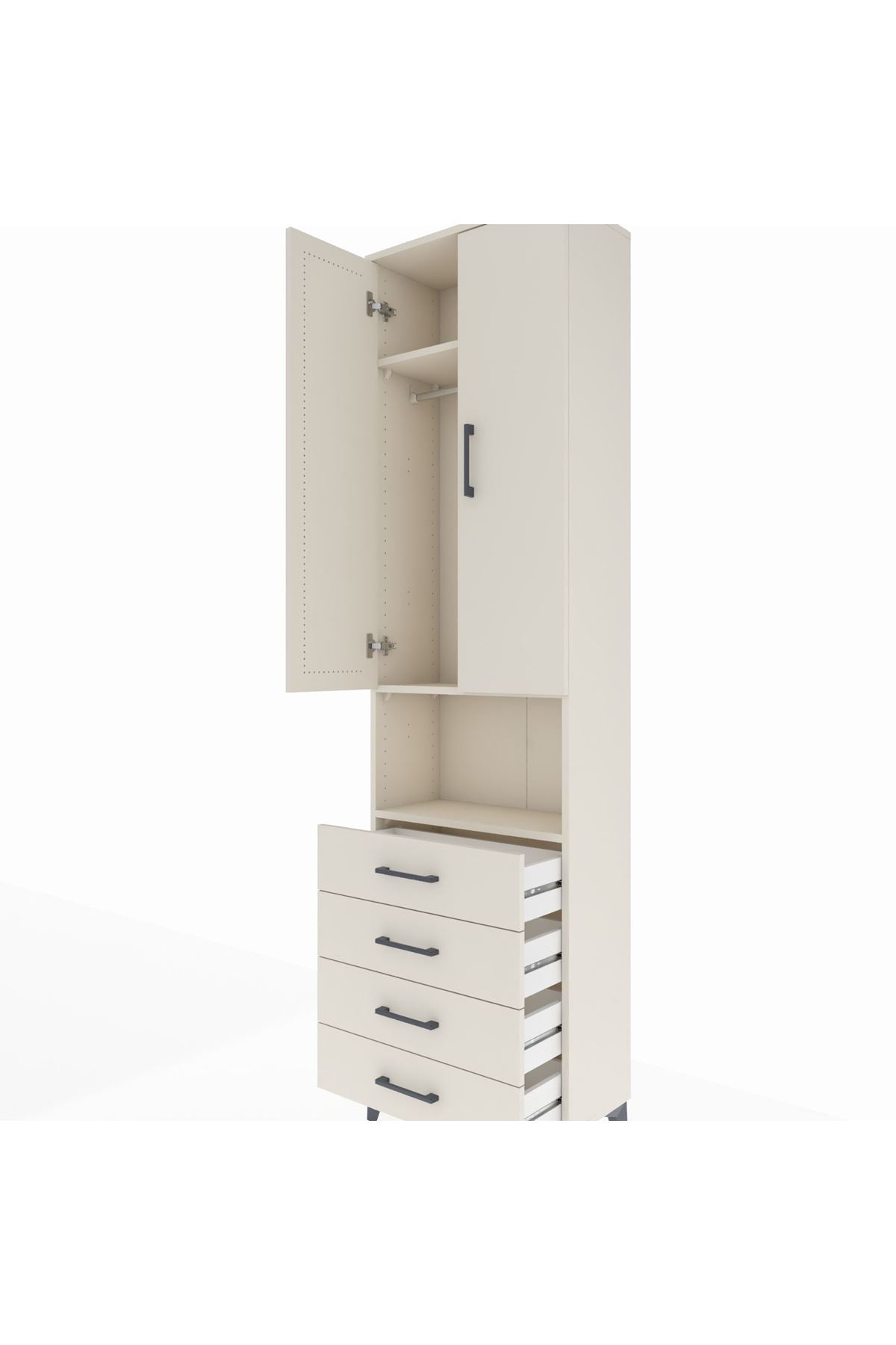 Arges Dolap 3 Raflı 4 Çekmeceli Tek Askılı 60x30x221 - S29M175V1A