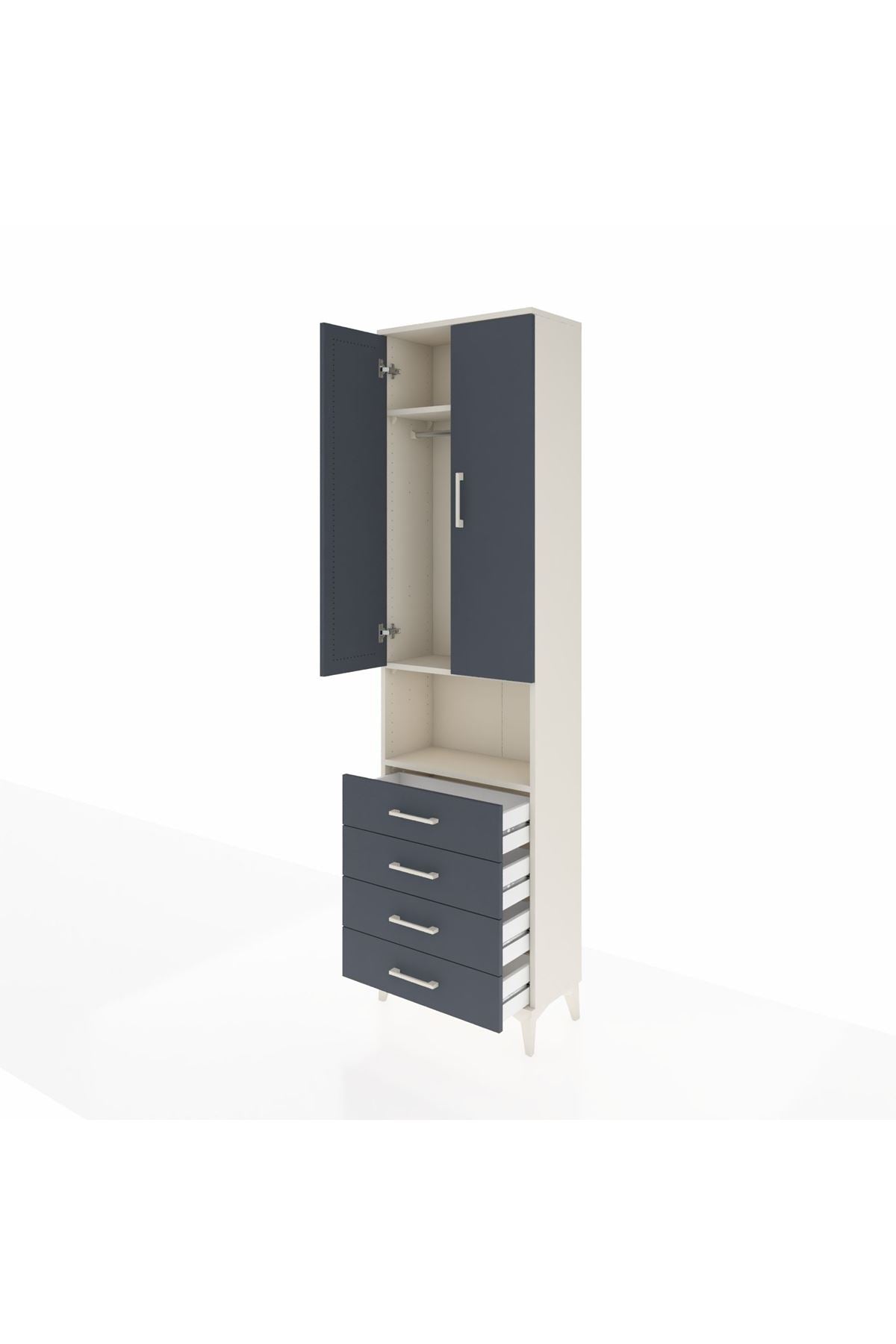 Arges Dolap 3 Raflı 4 Çekmeceli Tek Askılı 60x30x221 - S29M175V2A