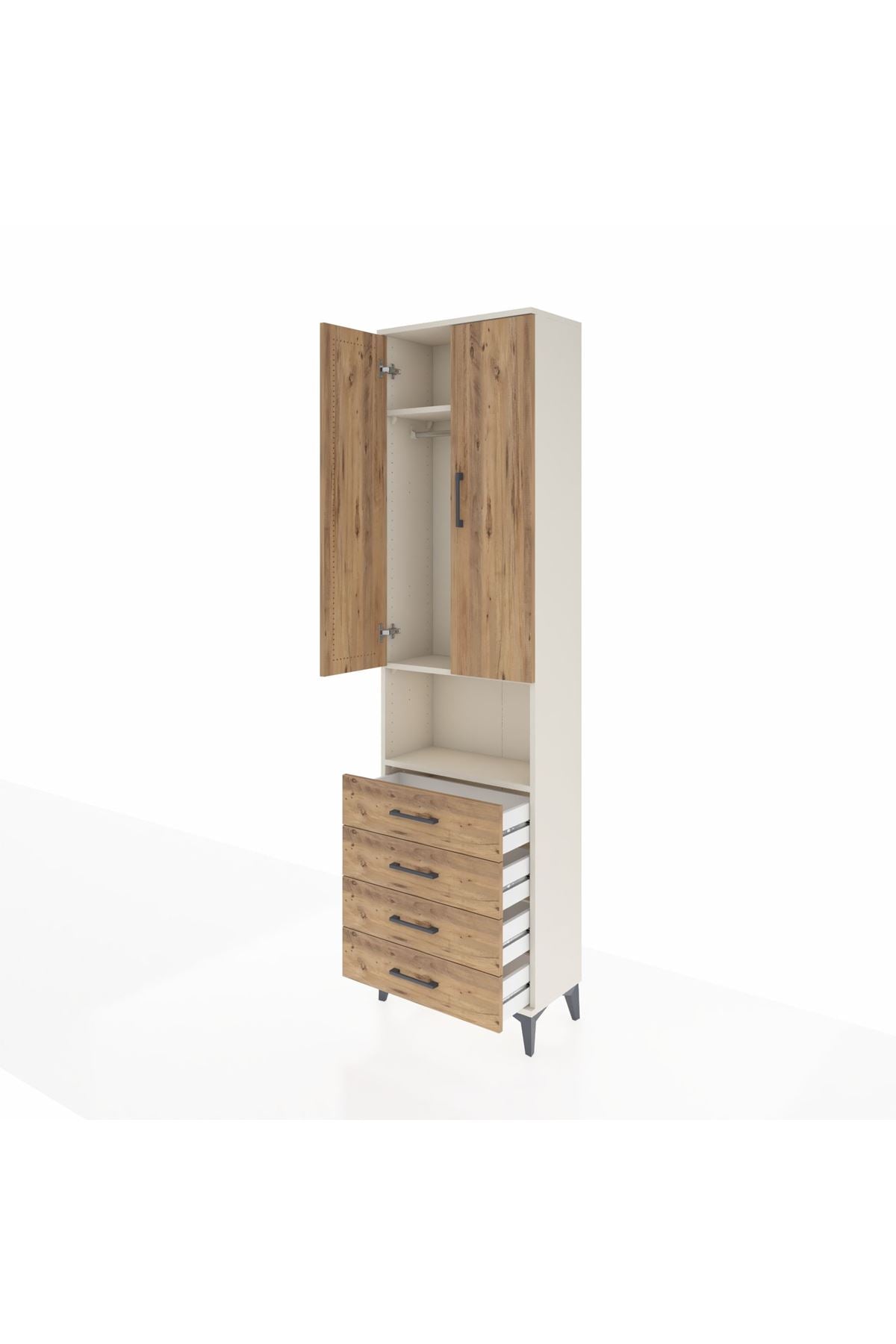 Arges Dolap 3 Raflı 4 Çekmeceli Tek Askılı 60x30x221 - S29M175V3A