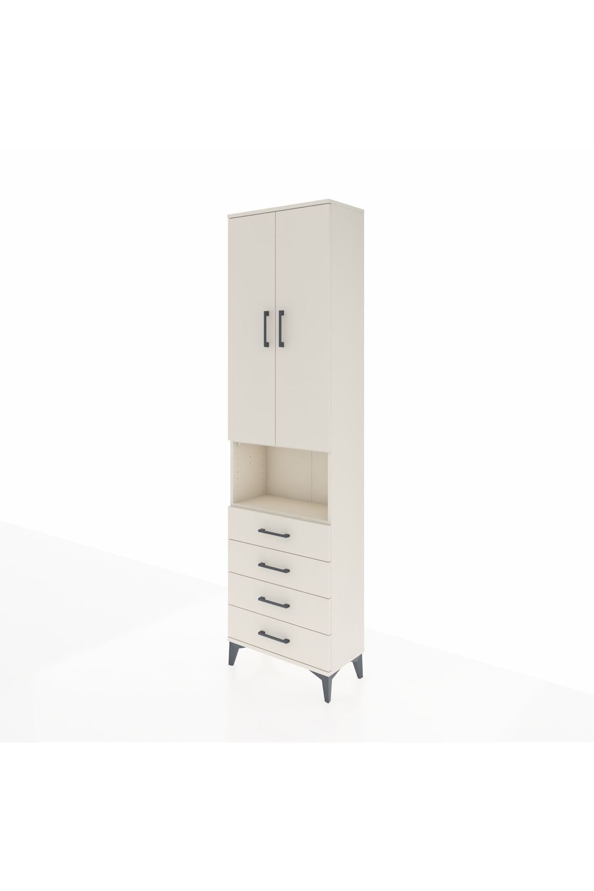 Arges Dolap 4 Raflı 4 Çekmeceli 2 Kapaklı 60x30x221 - S29M176V1A