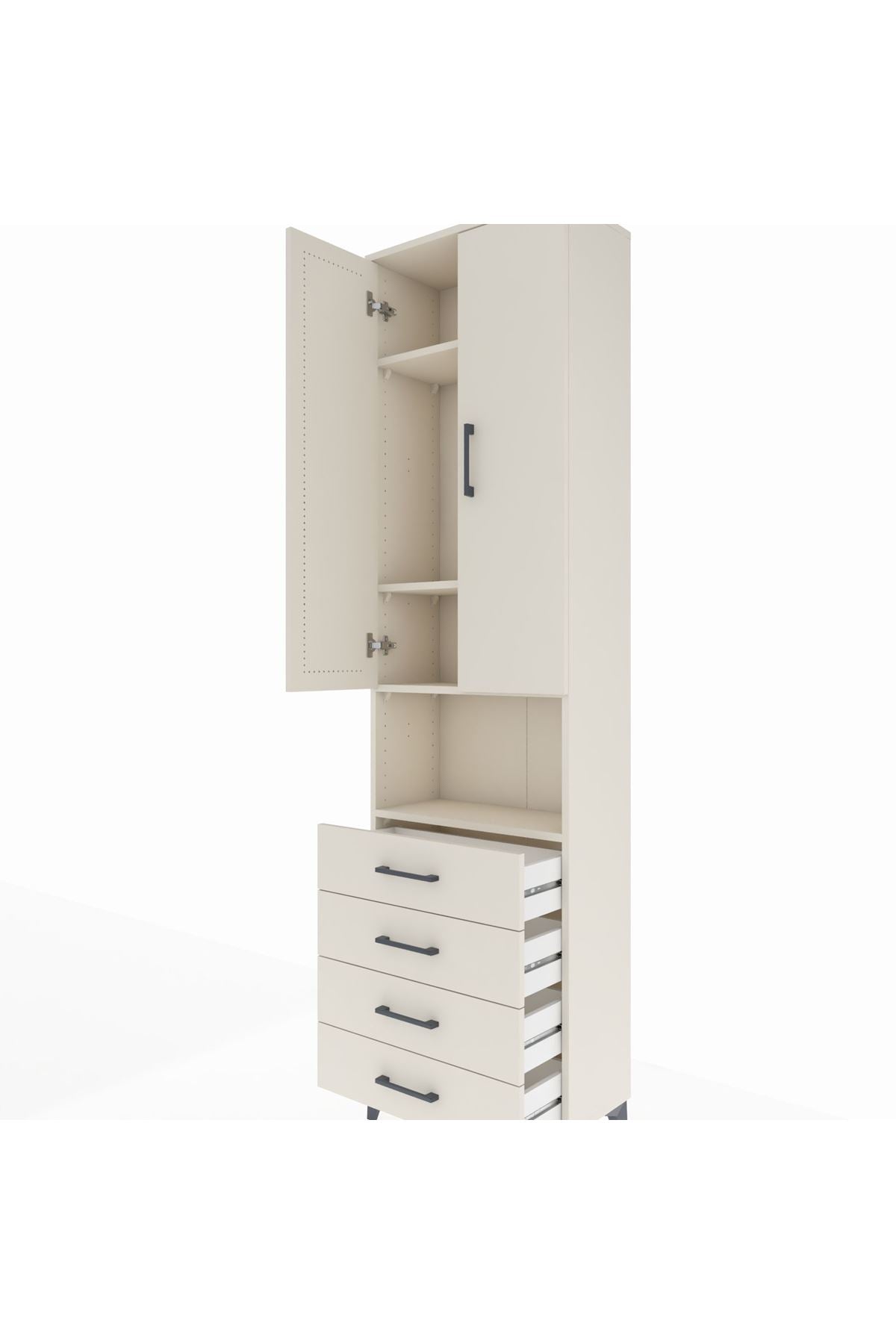 Arges Dolap 4 Raflı 4 Çekmeceli 2 Kapaklı 60x30x221 - S29M176V1A