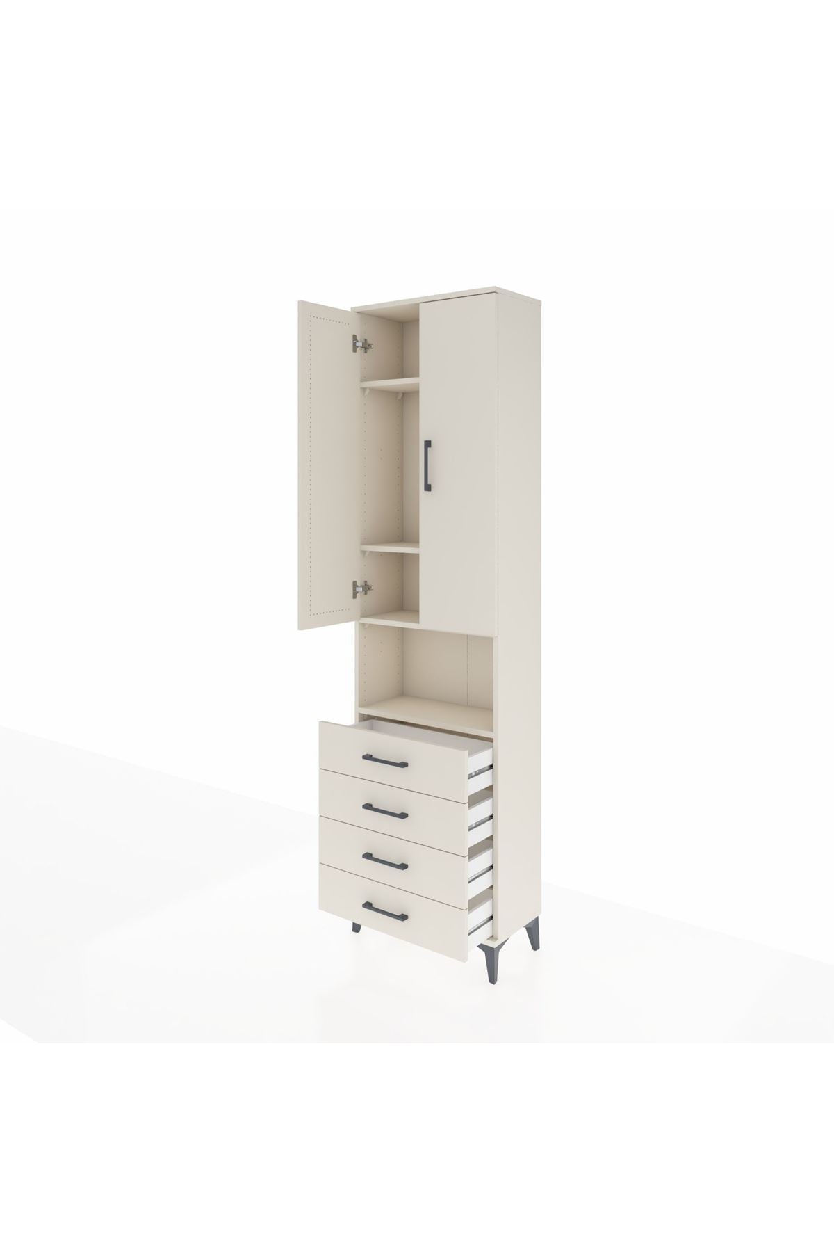 Arges Dolap 4 Raflı 4 Çekmeceli 2 Kapaklı 60x30x221 - S29M176V1A