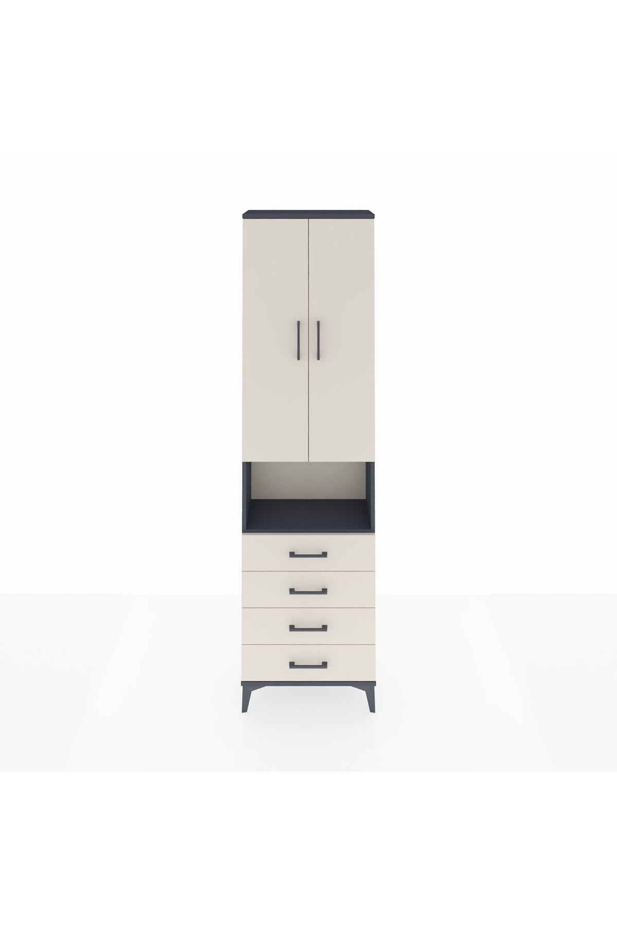 Arges Dolap 4 Raflı 4 Çekmeceli 2 Kapaklı 60x30x221 - S29M176V4A