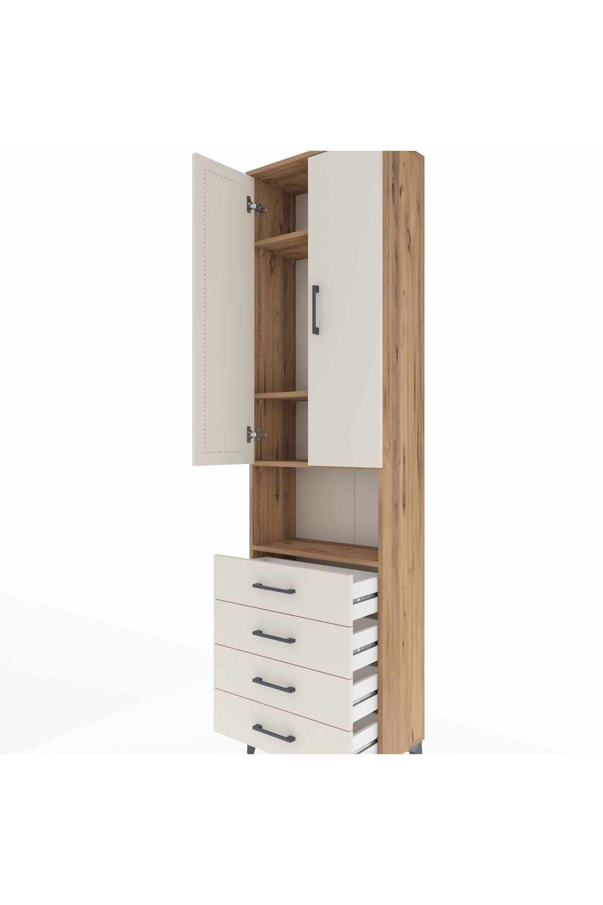 Arges Dolap 4 Raflı 4 Çekmeceli 2 Kapaklı 60x30x221 - S29M176V7A