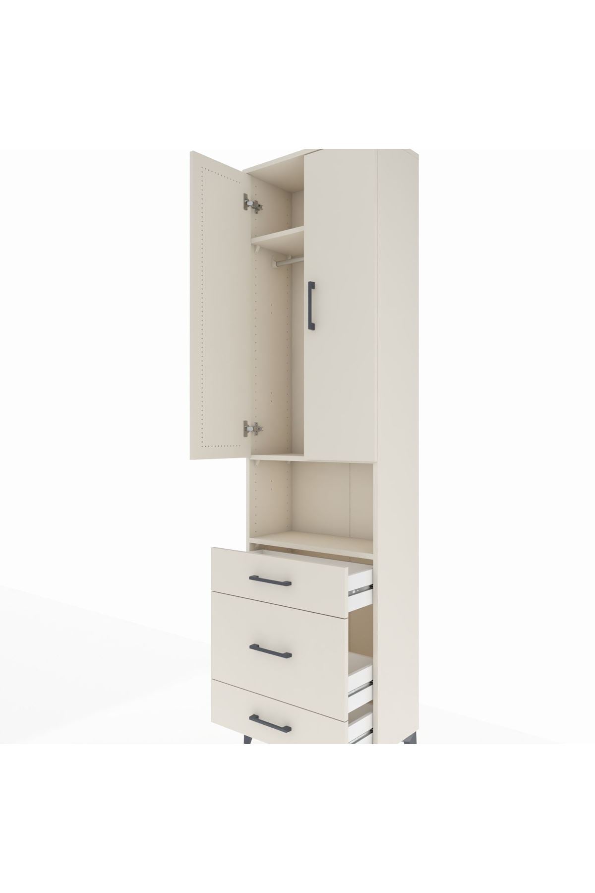 Arges Dolap 3 Raflı 3 Çekmeceli Tek Askılı 60x30x221 - S29M178V1A