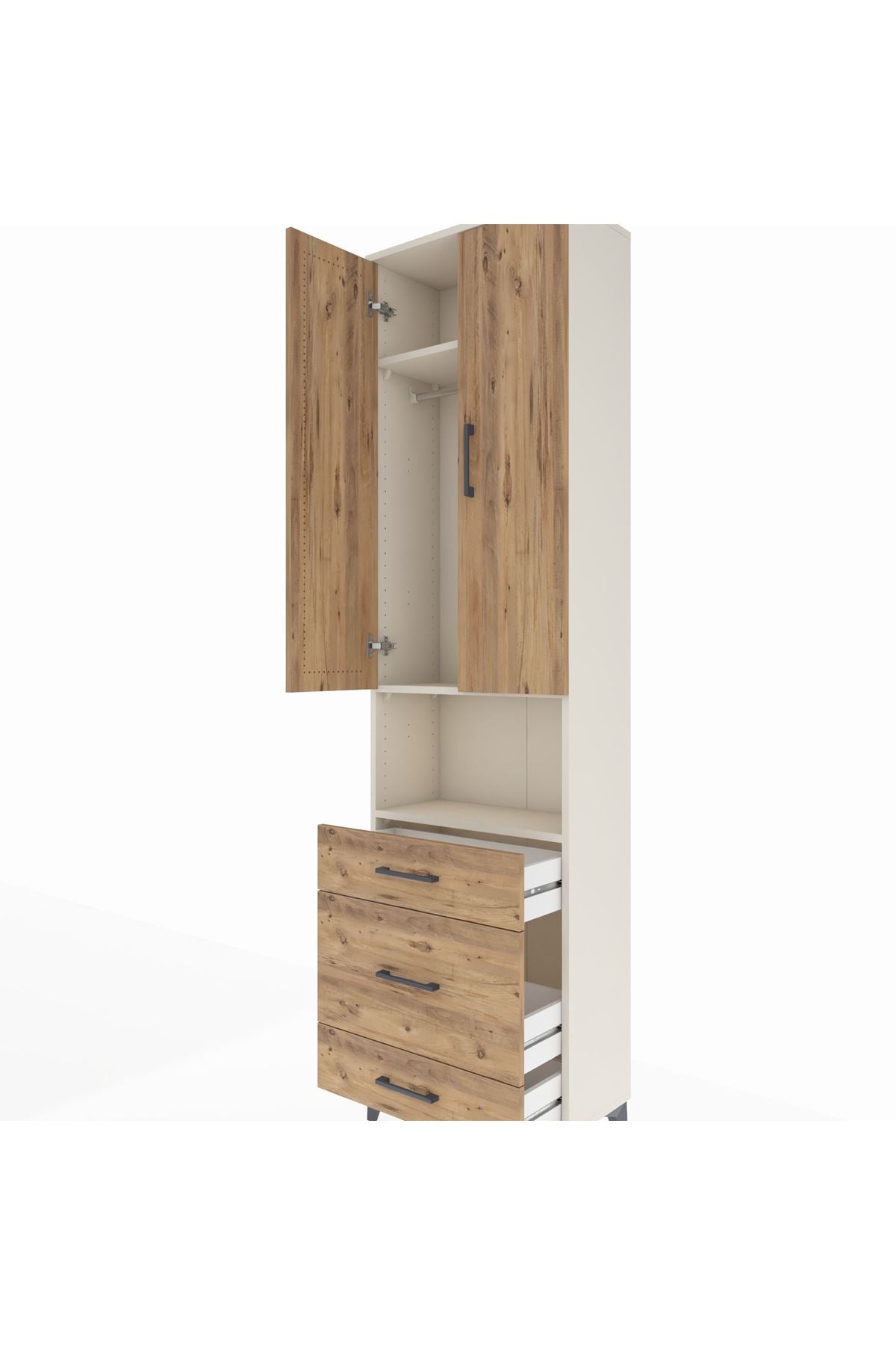 Arges Dolap 3 Raflı 3 Çekmeceli Tek Askılı 60x30x221 - S29M178V3A