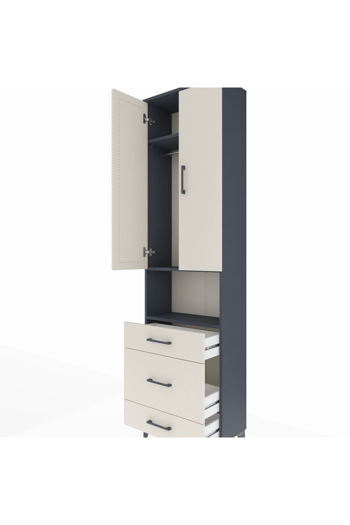 Arges Dolap 3 Raflı 3 Çekmeceli Tek Askılı 60x30x221 - S29M178V4A
