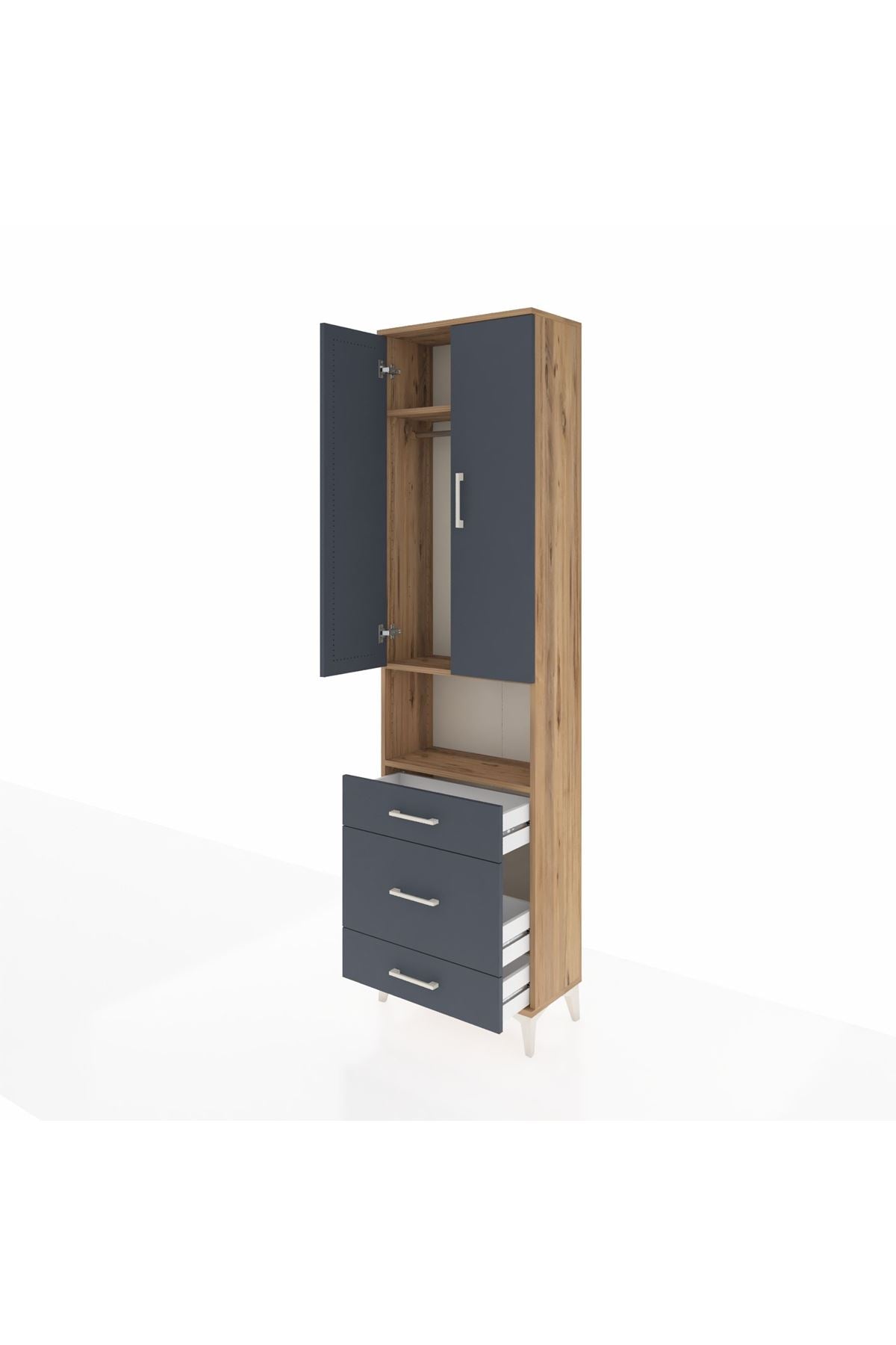 Arges Dolap 3 Raflı 3 Çekmeceli Tek Askılı 60x30x221 - S29M178V8A