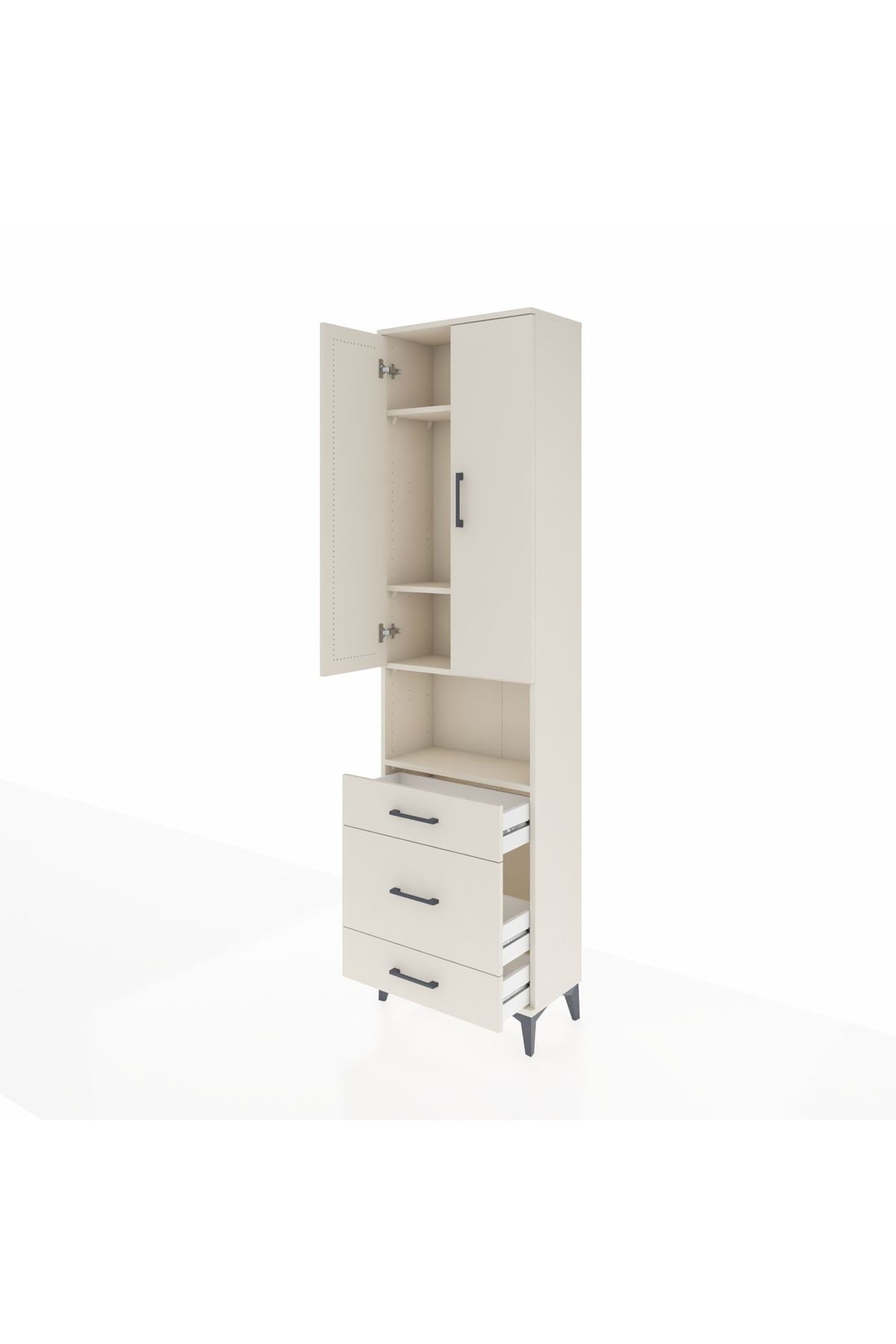 Arges Dolap 4 Raflı 3 Çekmeceli Tek Askılı 60x30x221 - S29M179V1A