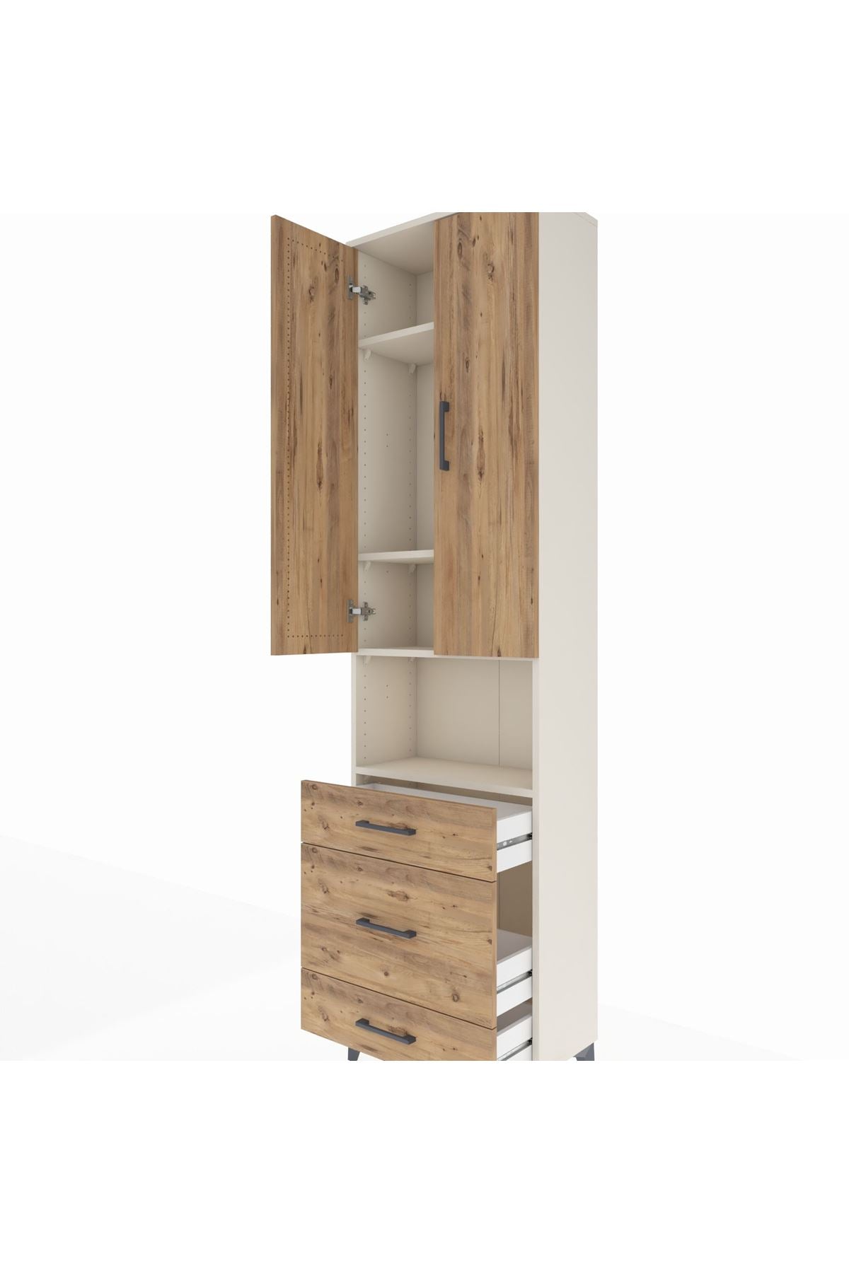 Arges Dolap 4 Raflı 3 Çekmeceli Tek Askılı 60x30x221 - S29M179V3A