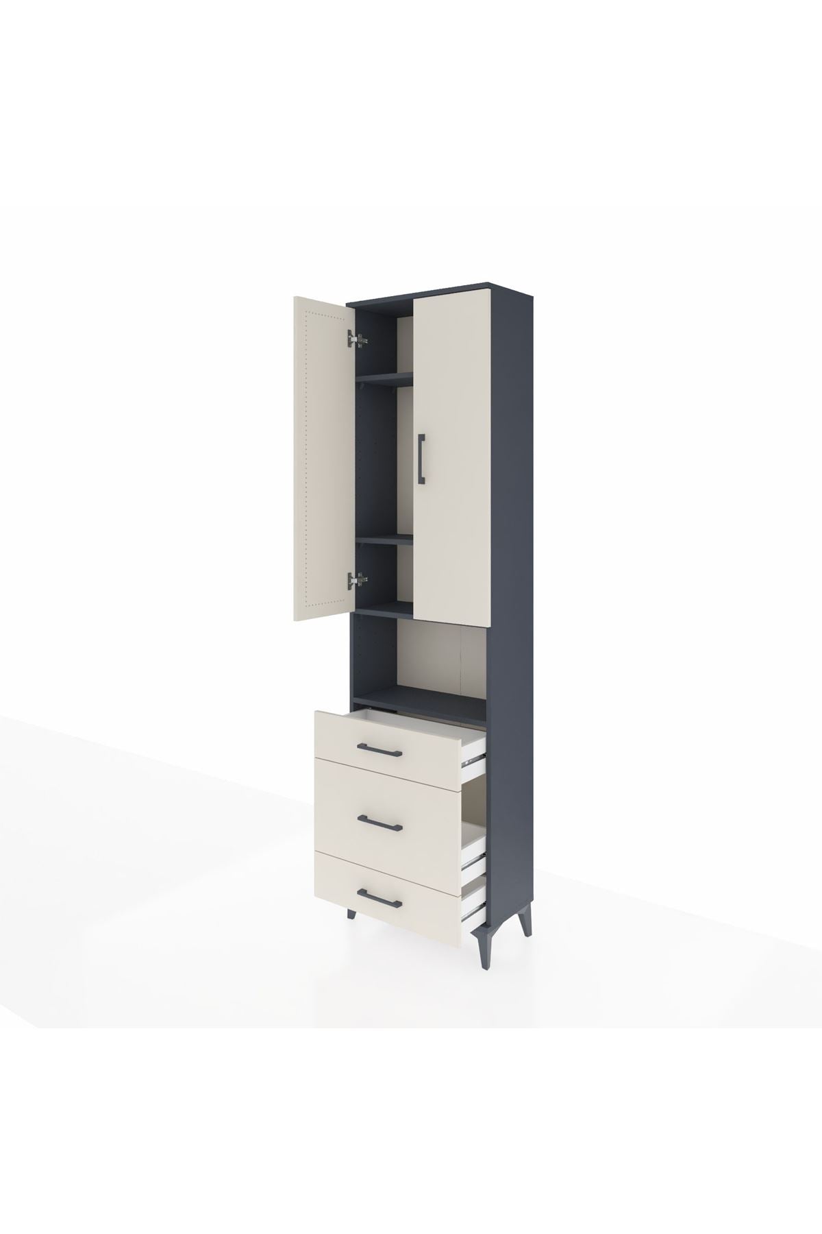 Arges Dolap 4 Raflı 3 Çekmeceli Tek Askılı 60x30x221 - S29M179V4A