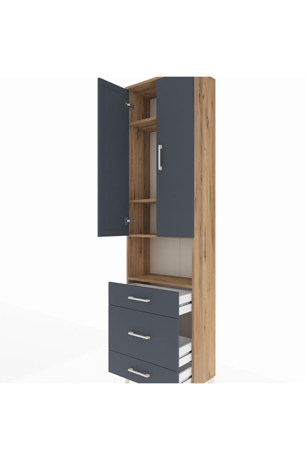 Arges Dolap 4 Raflı 3 Çekmeceli Tek Askılı 60x30x221 - S29M179V8A