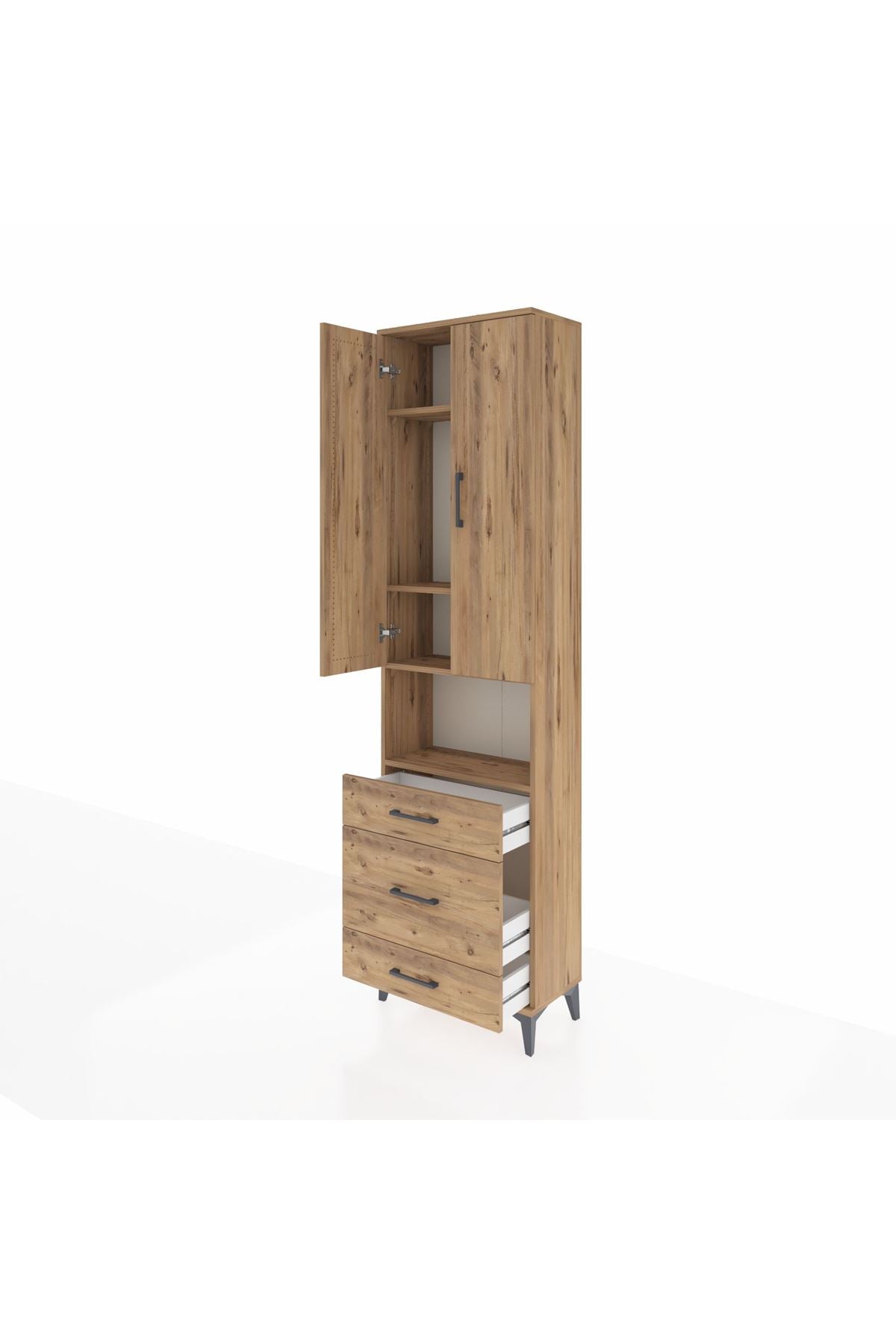 Arges Dolap 4 Raflı 3 Çekmeceli Tek Askılı 60x30x221 - S29M179V9A