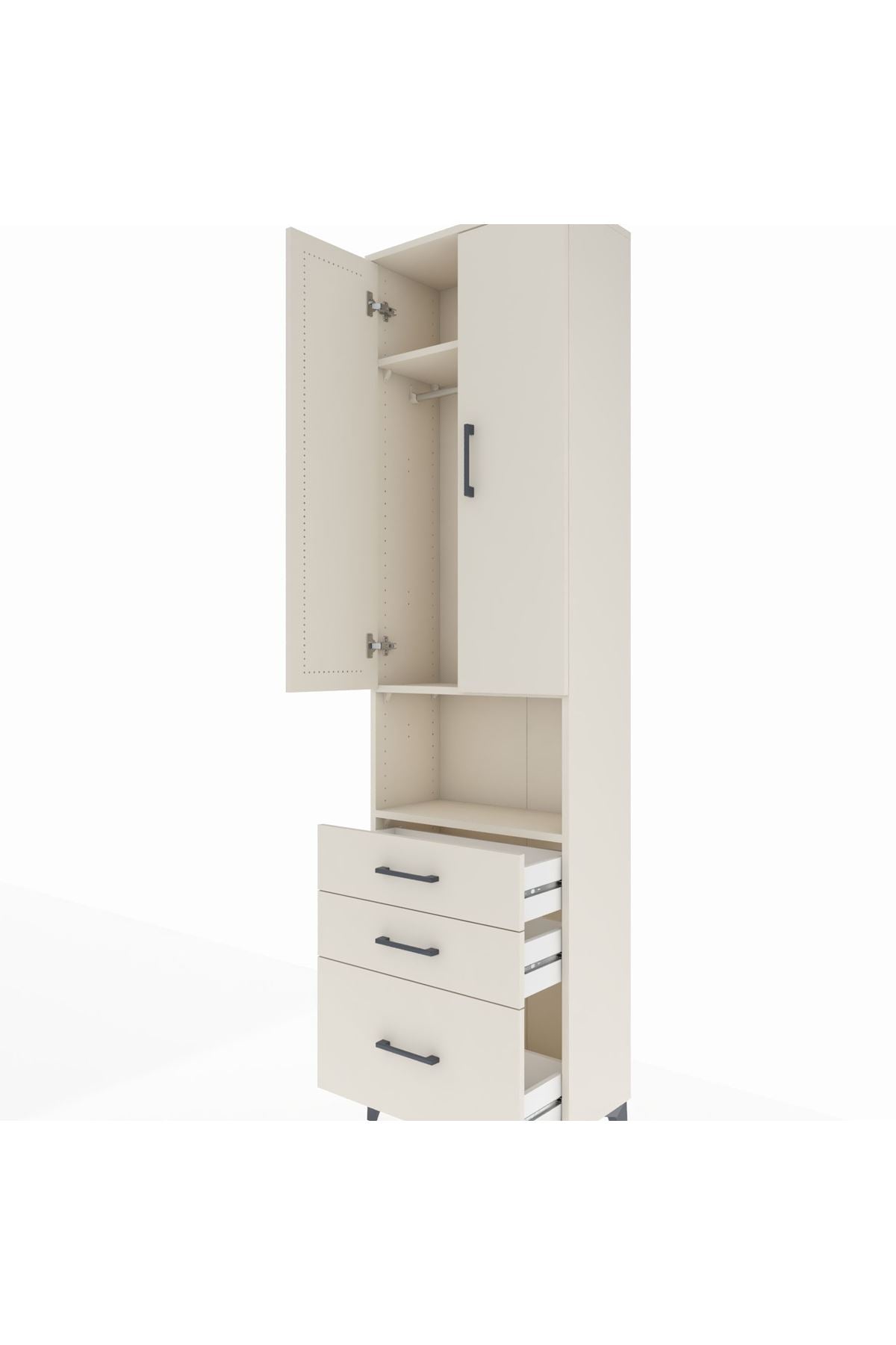 Arges Dolap 3 Raflı 3 Çekmeceli Tek Askılı 60x30x221 - S29M181V1A