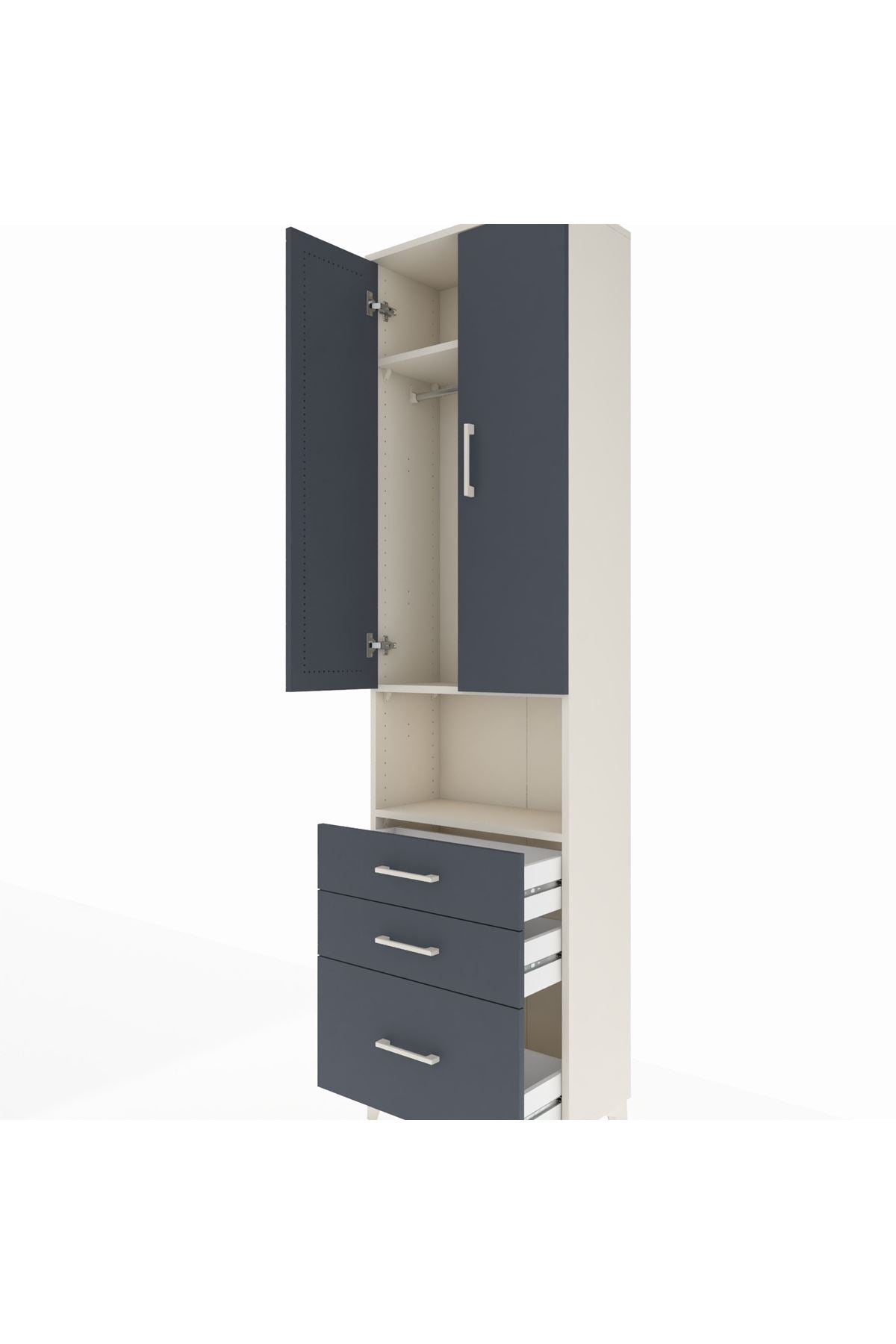 Arges Dolap 3 Raflı 3 Çekmeceli Tek Askılı 60x30x221 - S29M181V2A