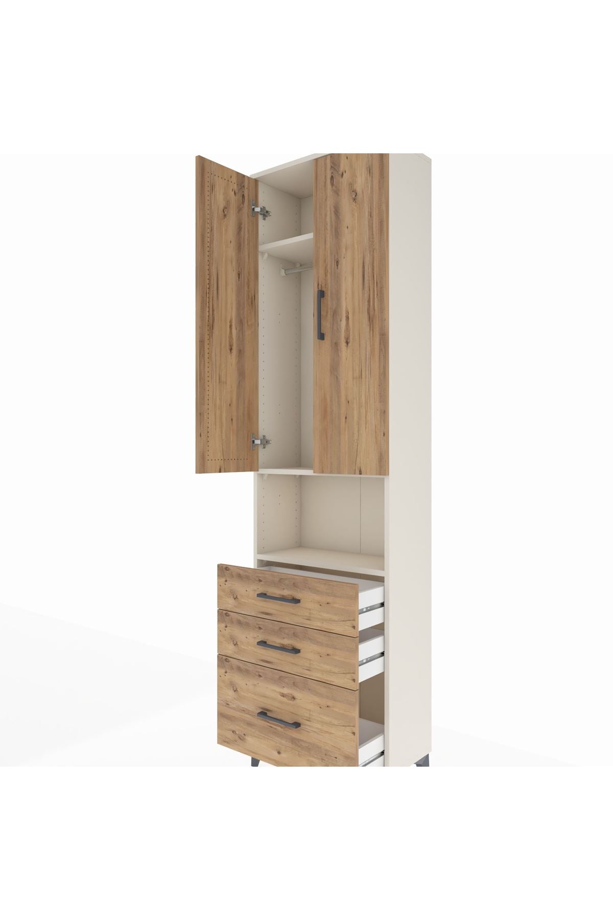 Arges Dolap 3 Raflı 3 Çekmeceli Tek Askılı 60x30x221 - S29M181V3A