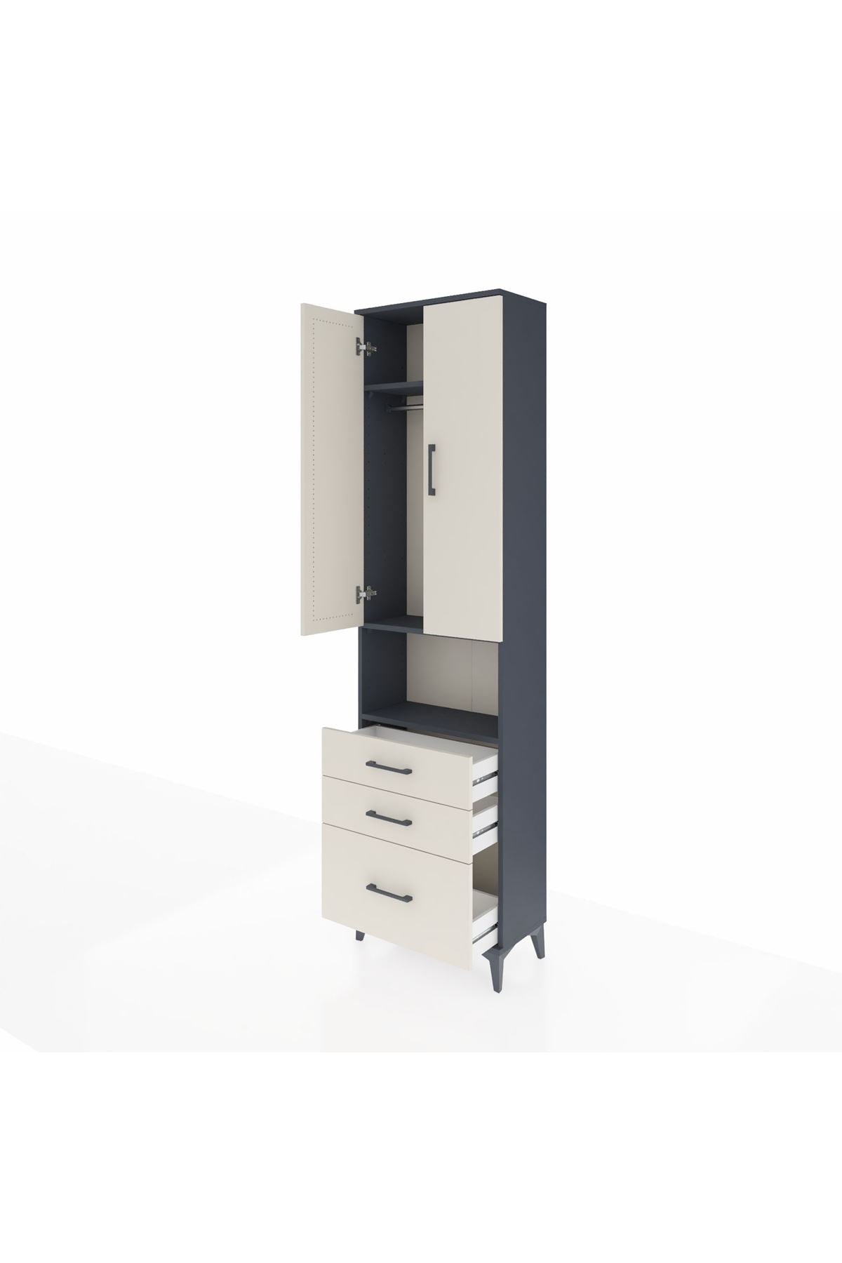 Arges Dolap 3 Raflı 3 Çekmeceli Tek Askılı 60x30x221 - S29M181V4A